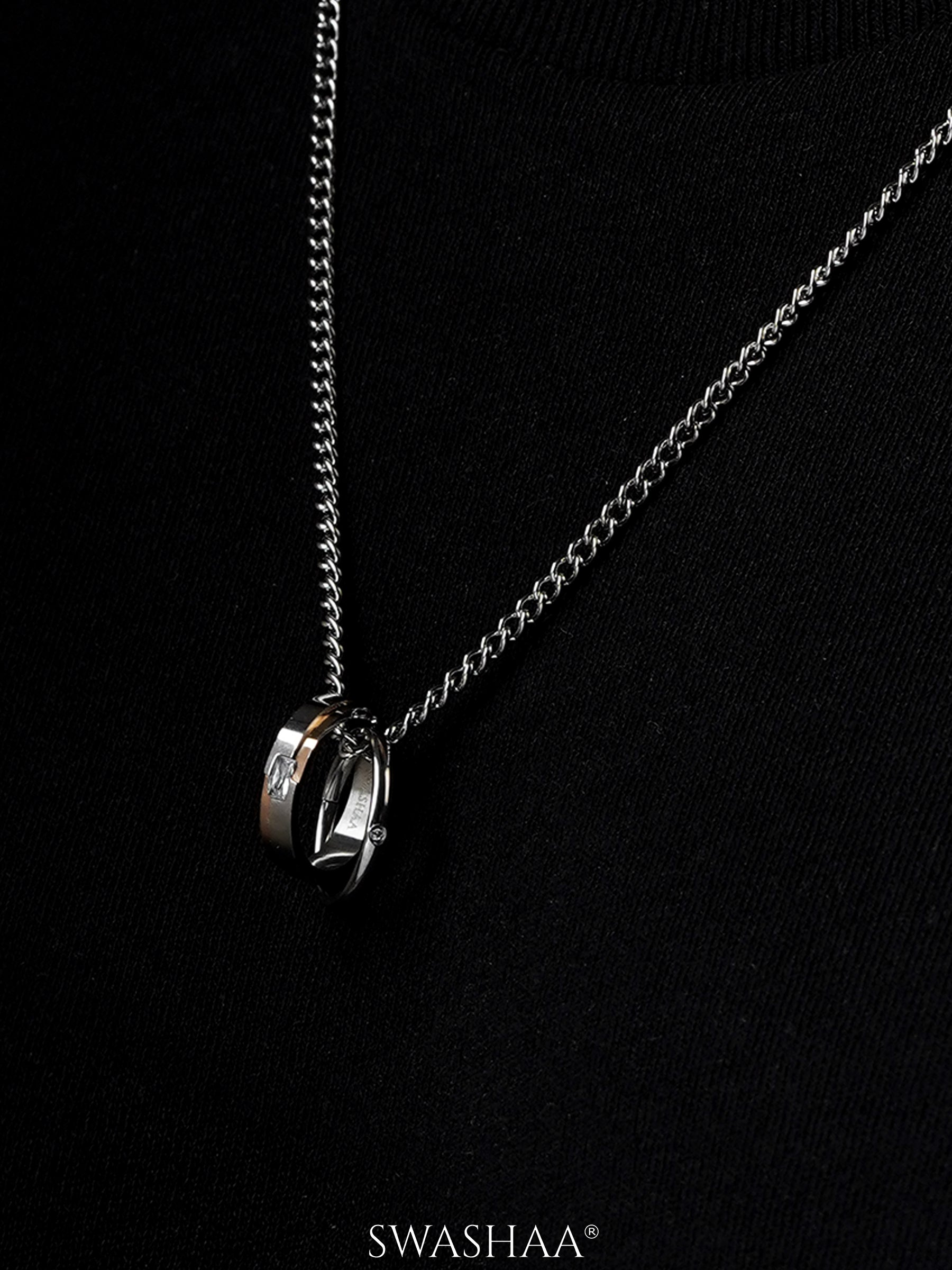 Jan Twin Ring Silver Men's Chain Pendant