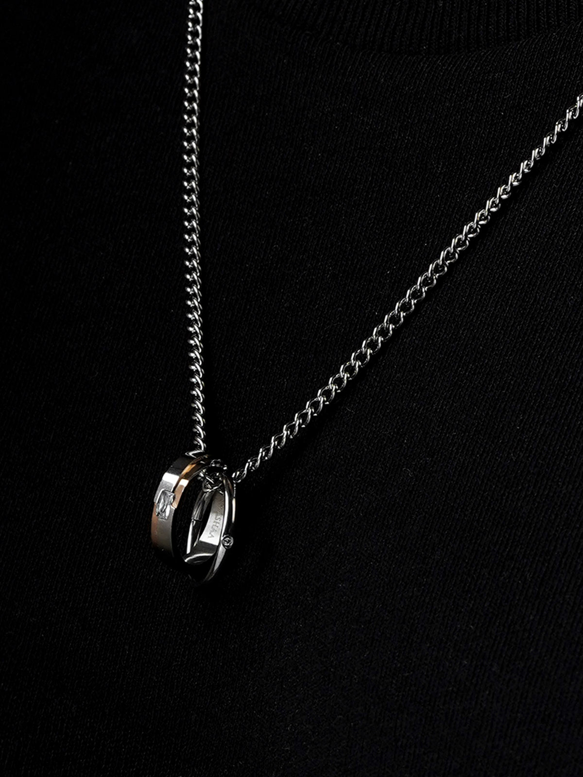 Jan Twin Ring Silver Men's Chain Pendant