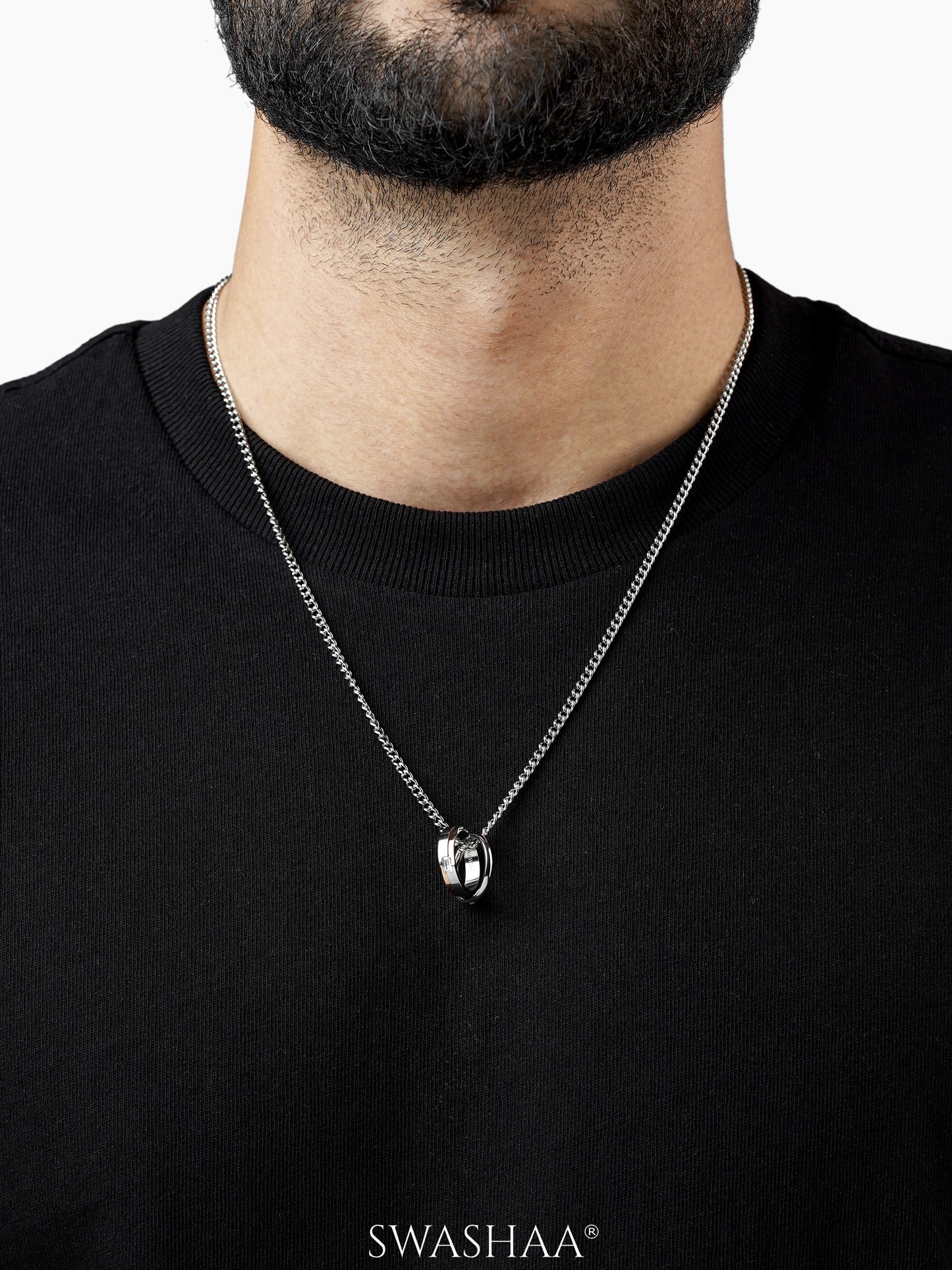 Jan Twin Ring Silver Men's Chain Pendant