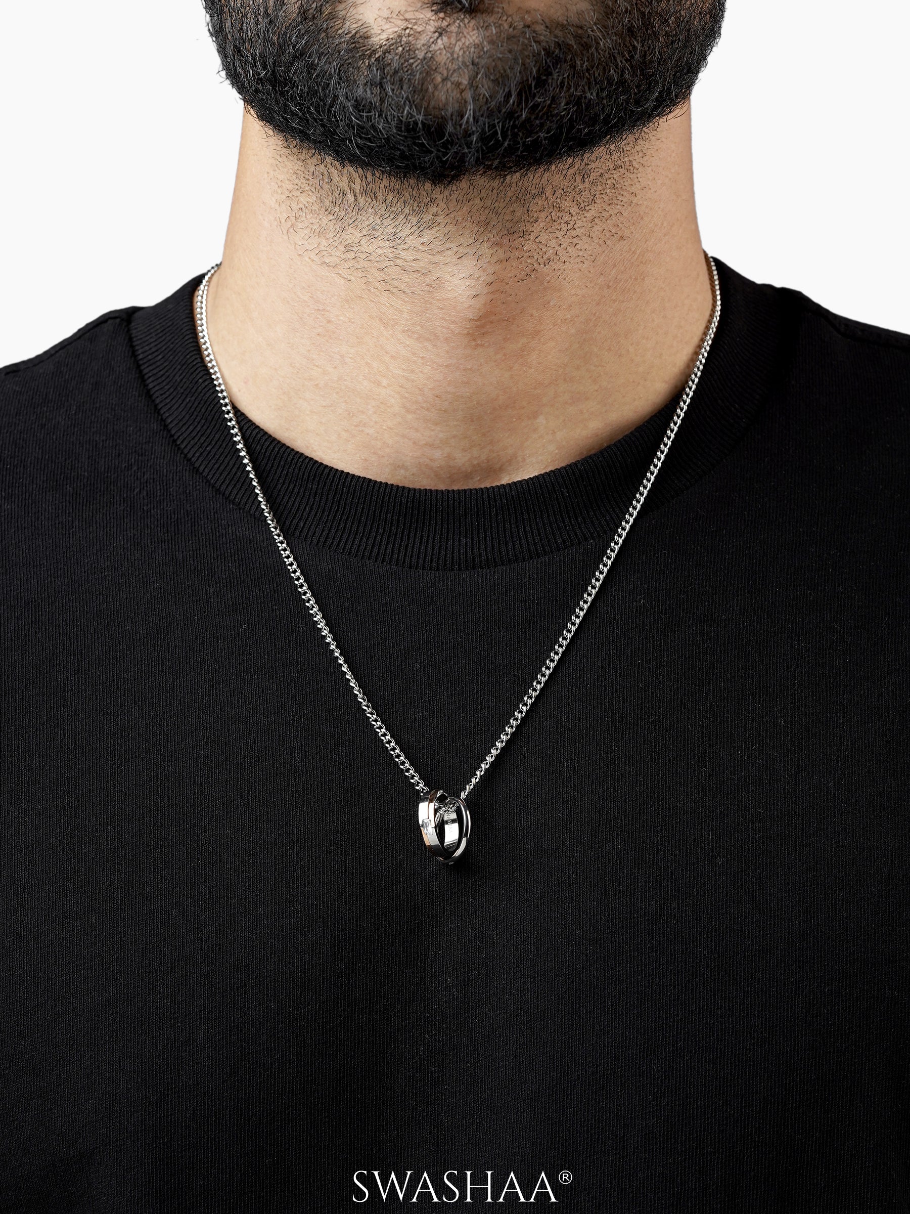 Jan Twin Ring Silver Men's Chain Pendant