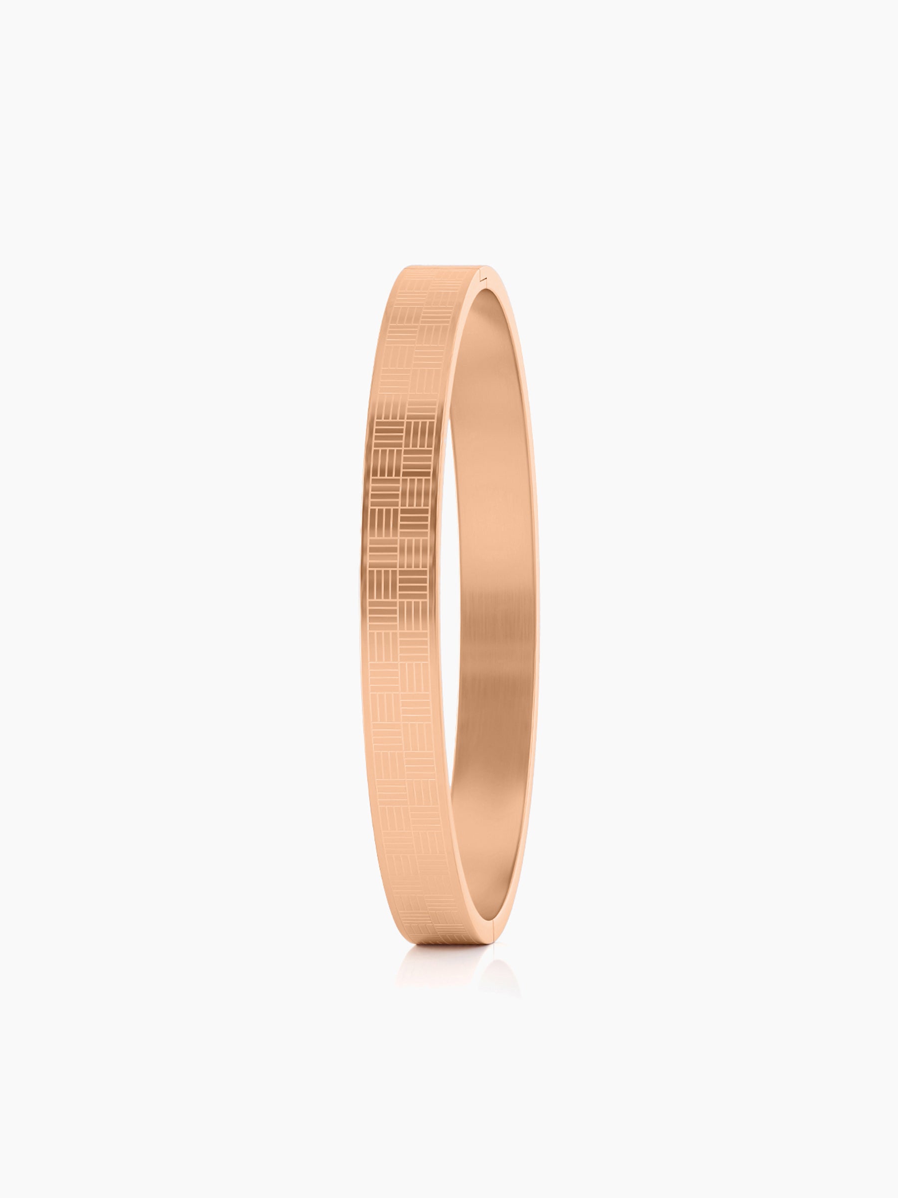 Jax Geometric Pattern Rosegold Plated Men's Kada