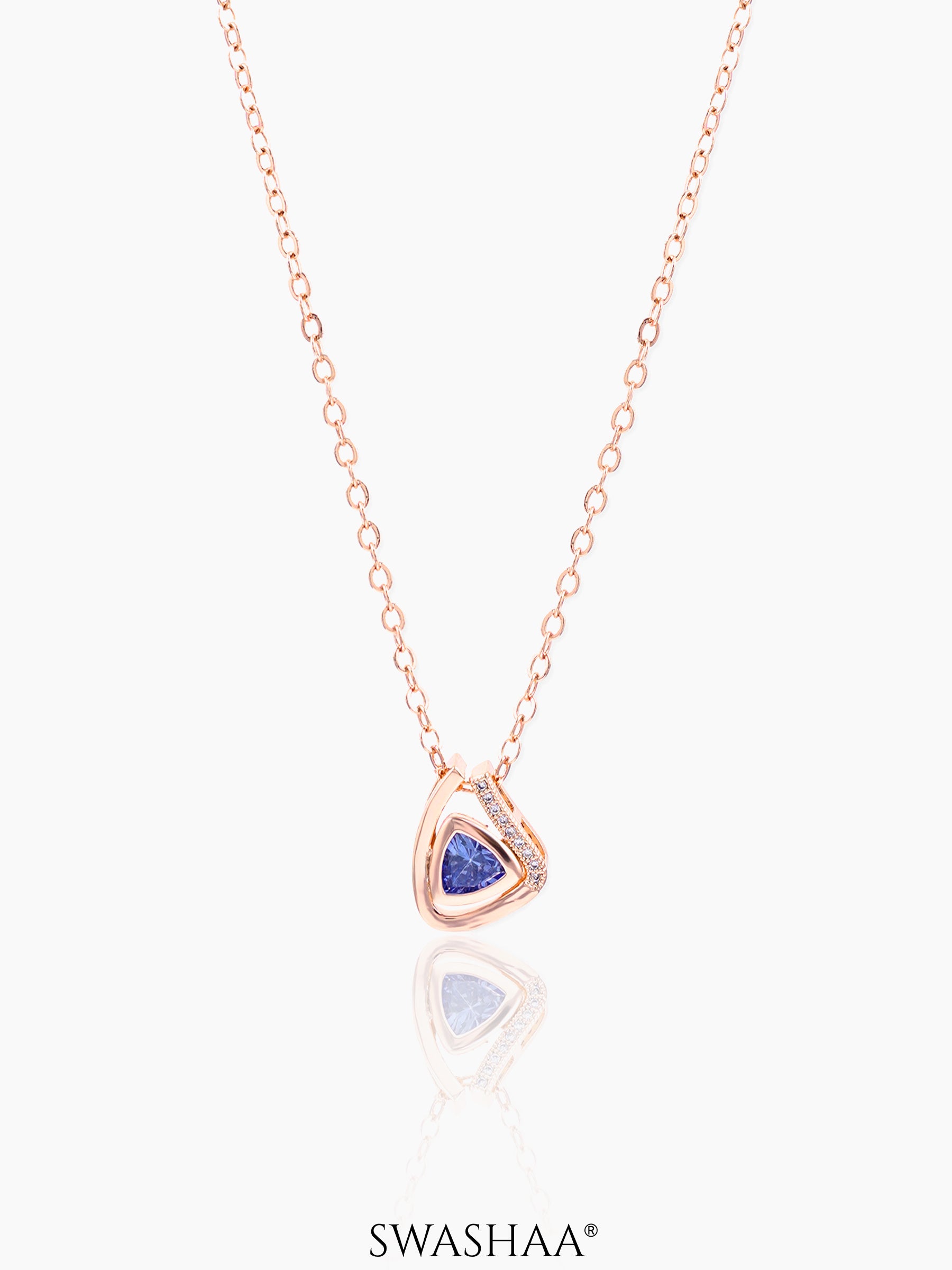 Jena Lavender Stone Charm Rosegold Plated Chain Pendant Necklace