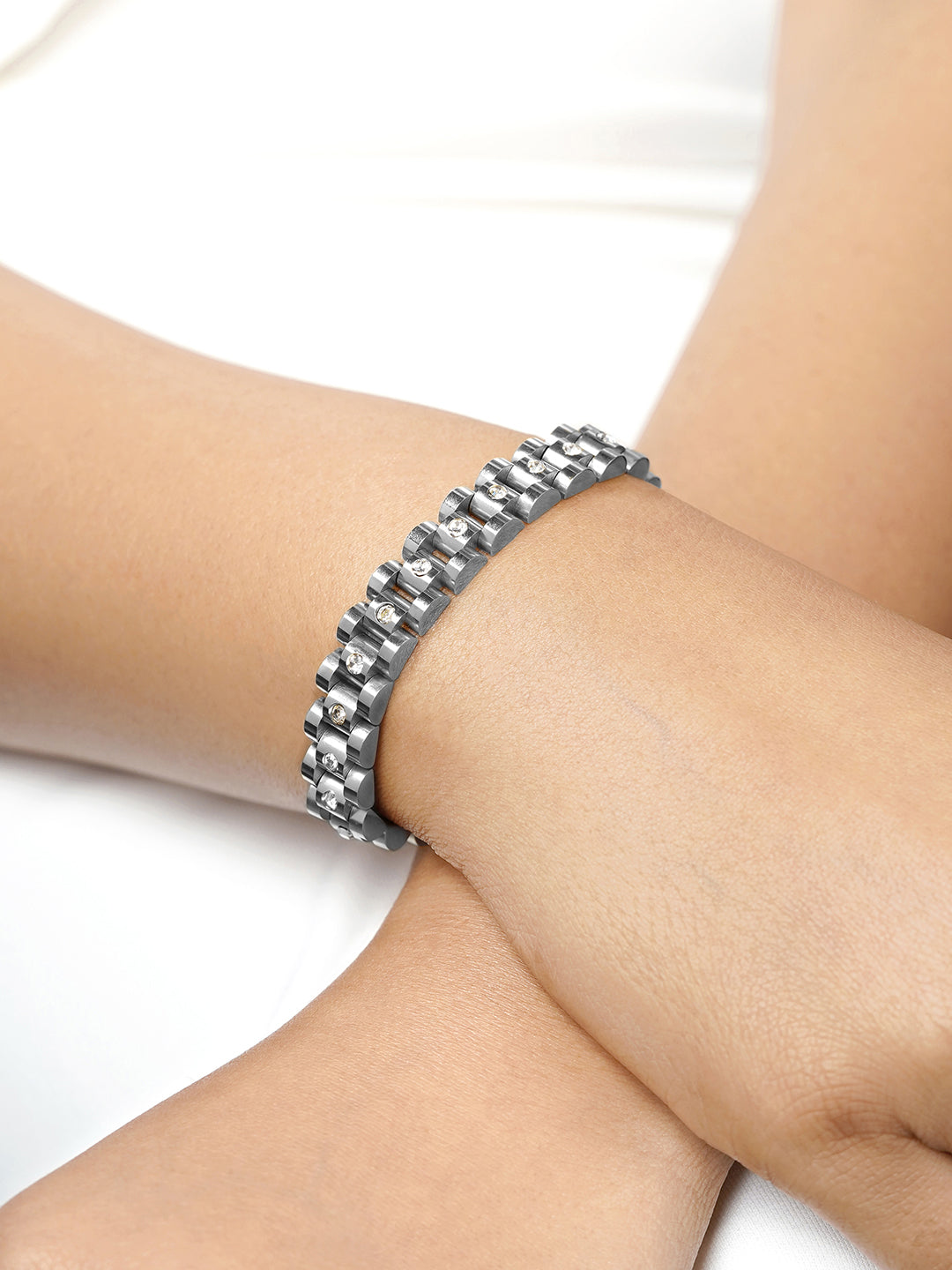 Jenelina Diamond Link Silver Women's Watch Belt Loose Bracelet