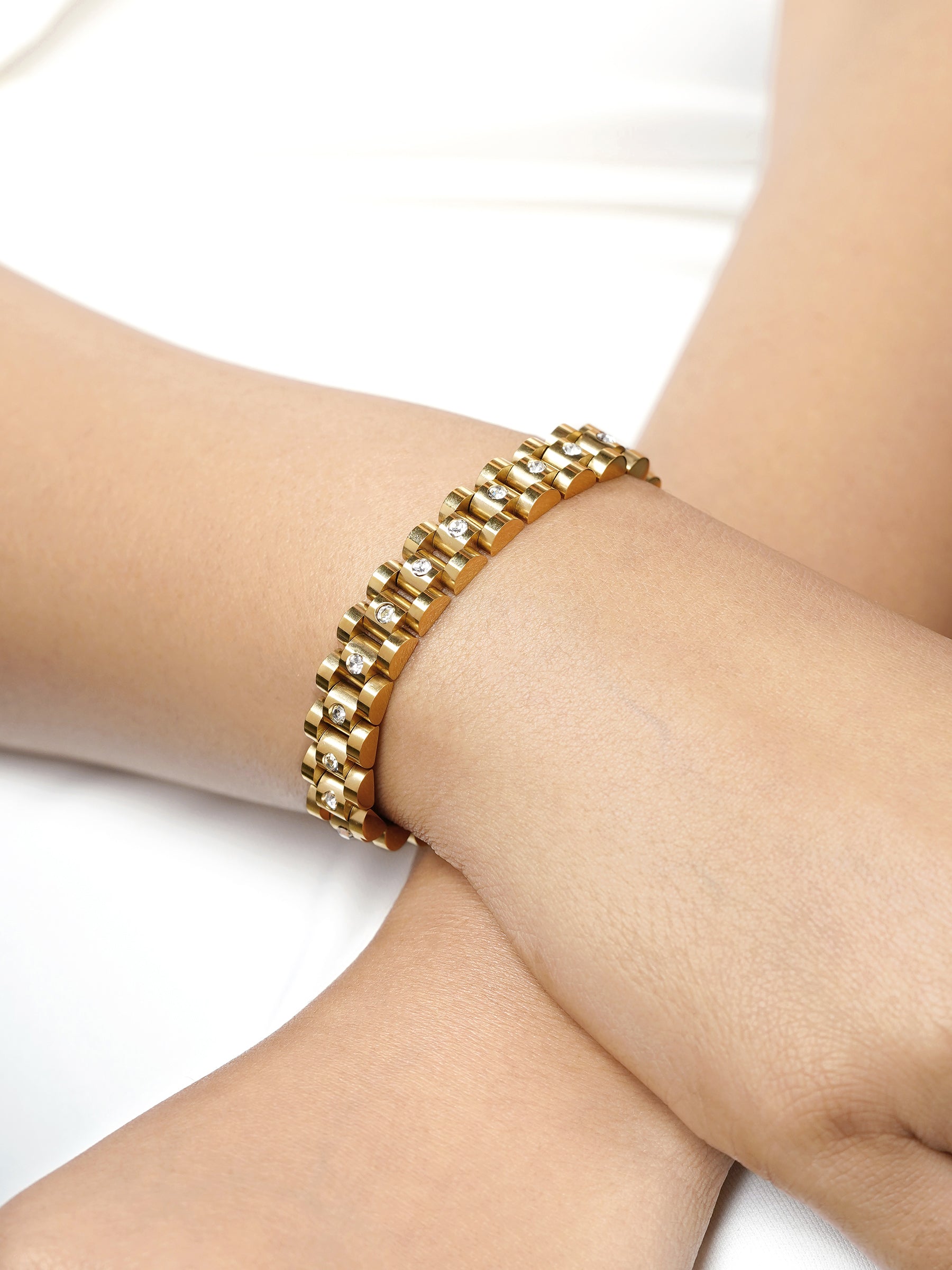 Jenelina Diamond Link 18K Gold Plated Women's Watch Belt Loose Bracelet