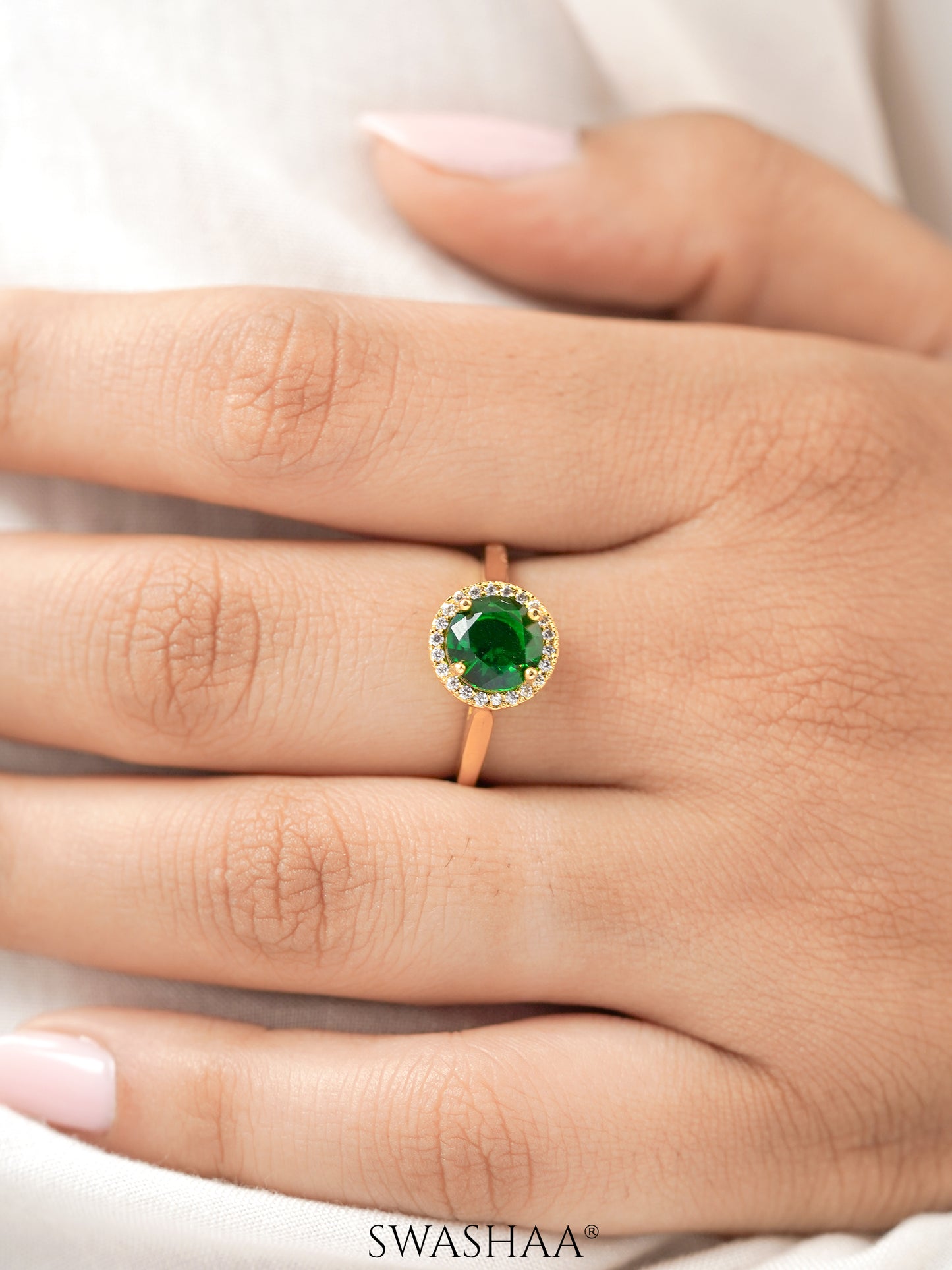 Jivika Emarald 18K Gold Plated Ring
