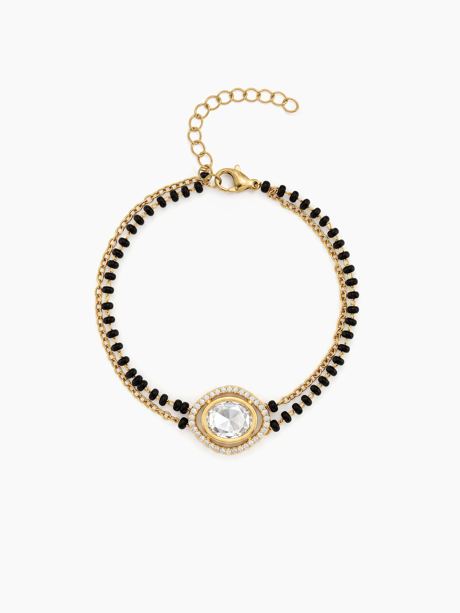 Jiya Halo Diamond Solitaire 18K Gold Plated Women's Mangalsutra Bracelets
