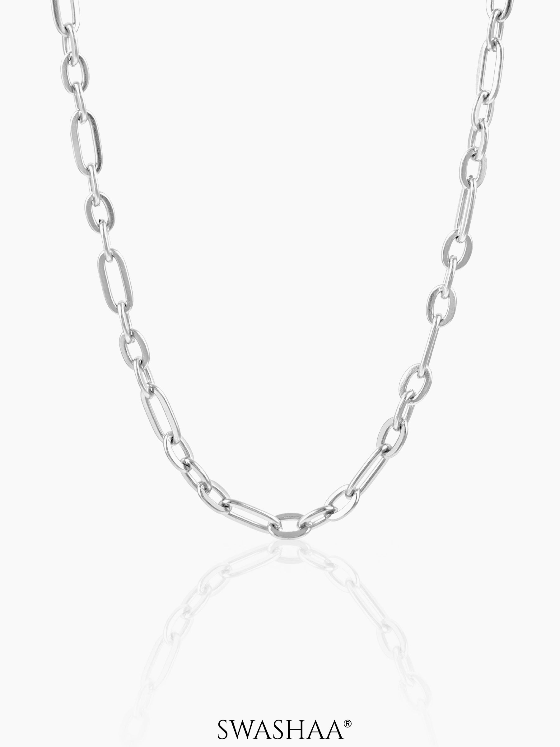 John Rounded Rectangular Links Silver Men's Chain