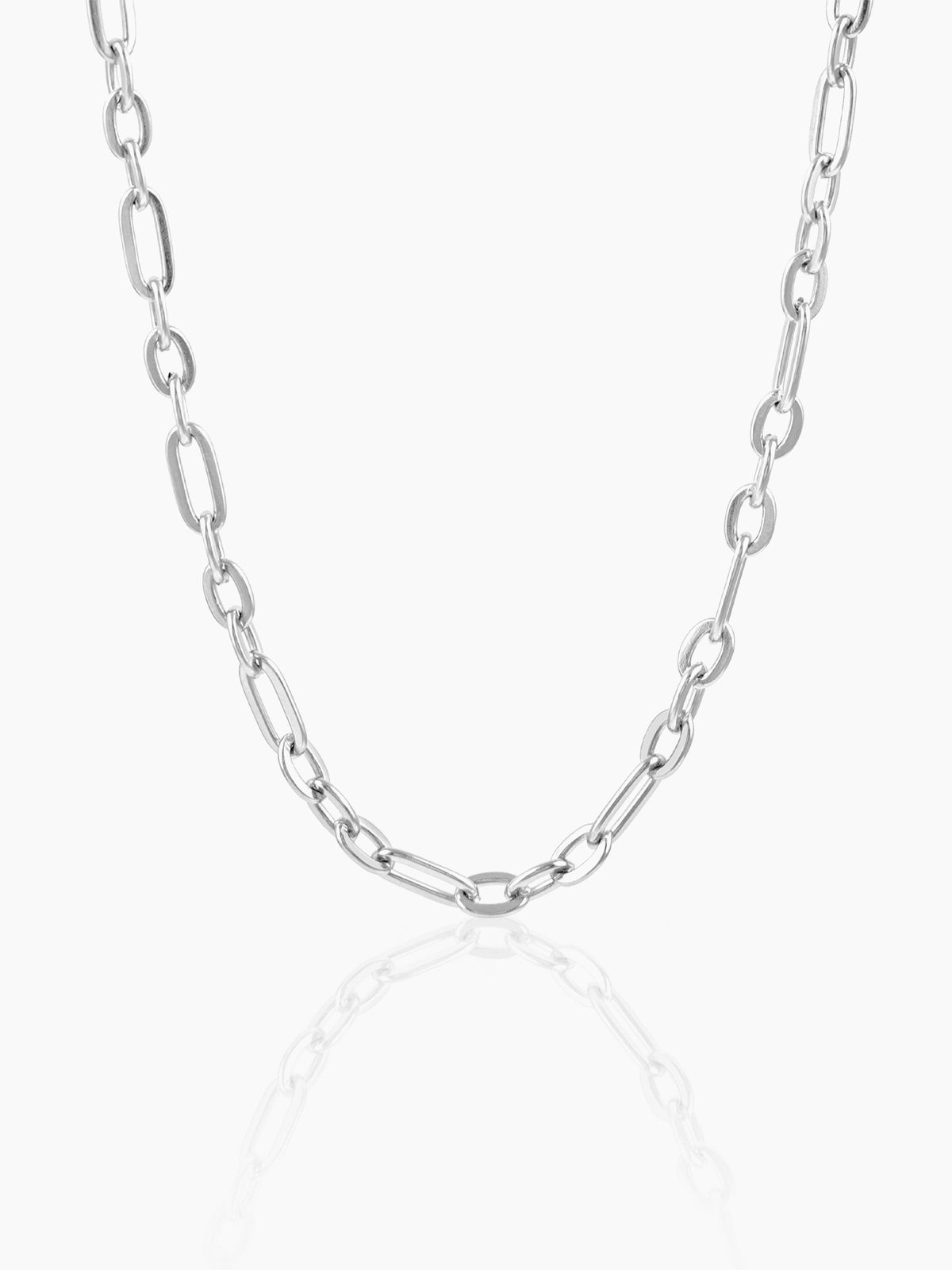 John Rounded Rectangular Links Silver Men's Chain