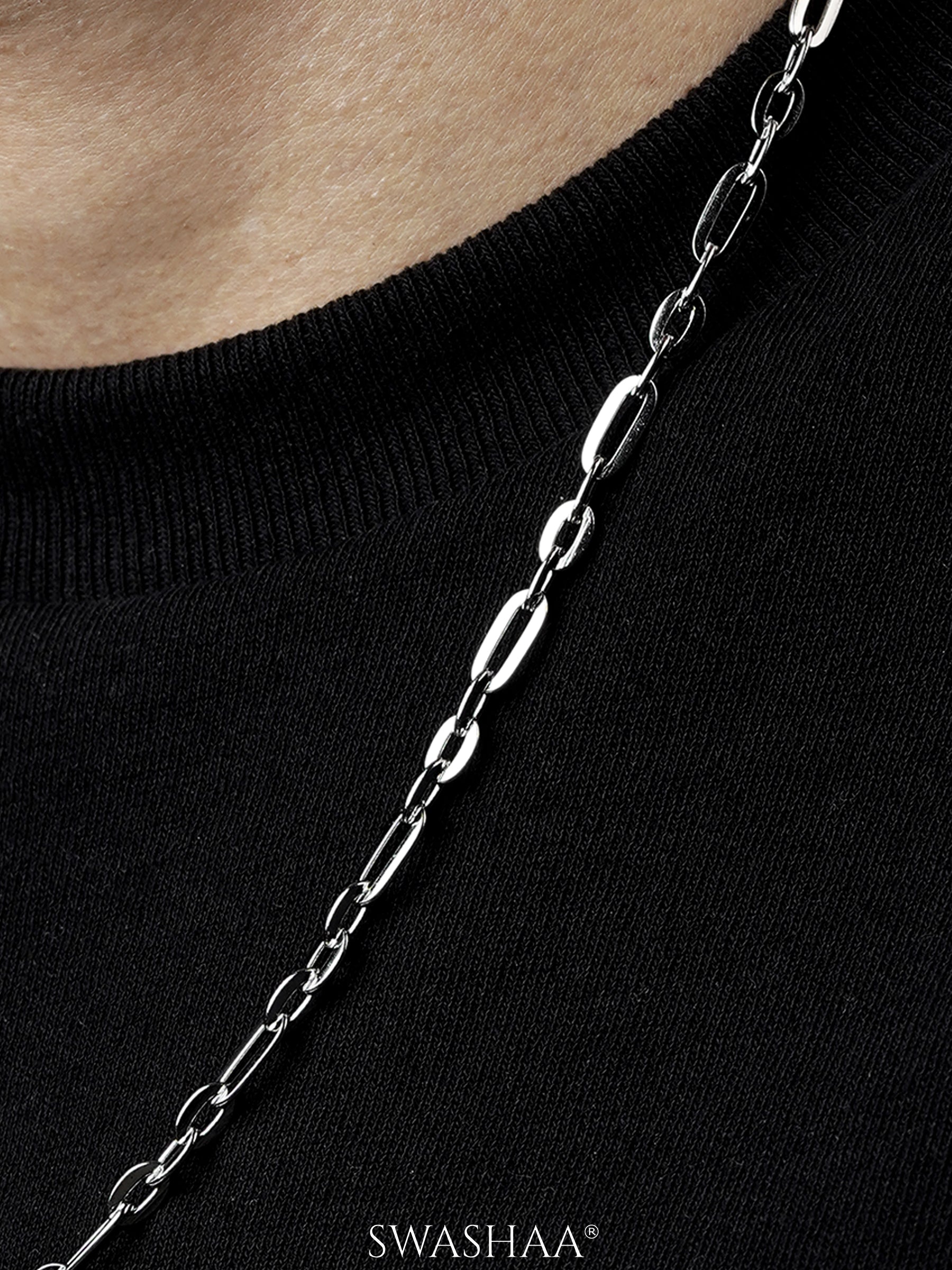 John Rounded Rectangular Links Silver Men's Chain