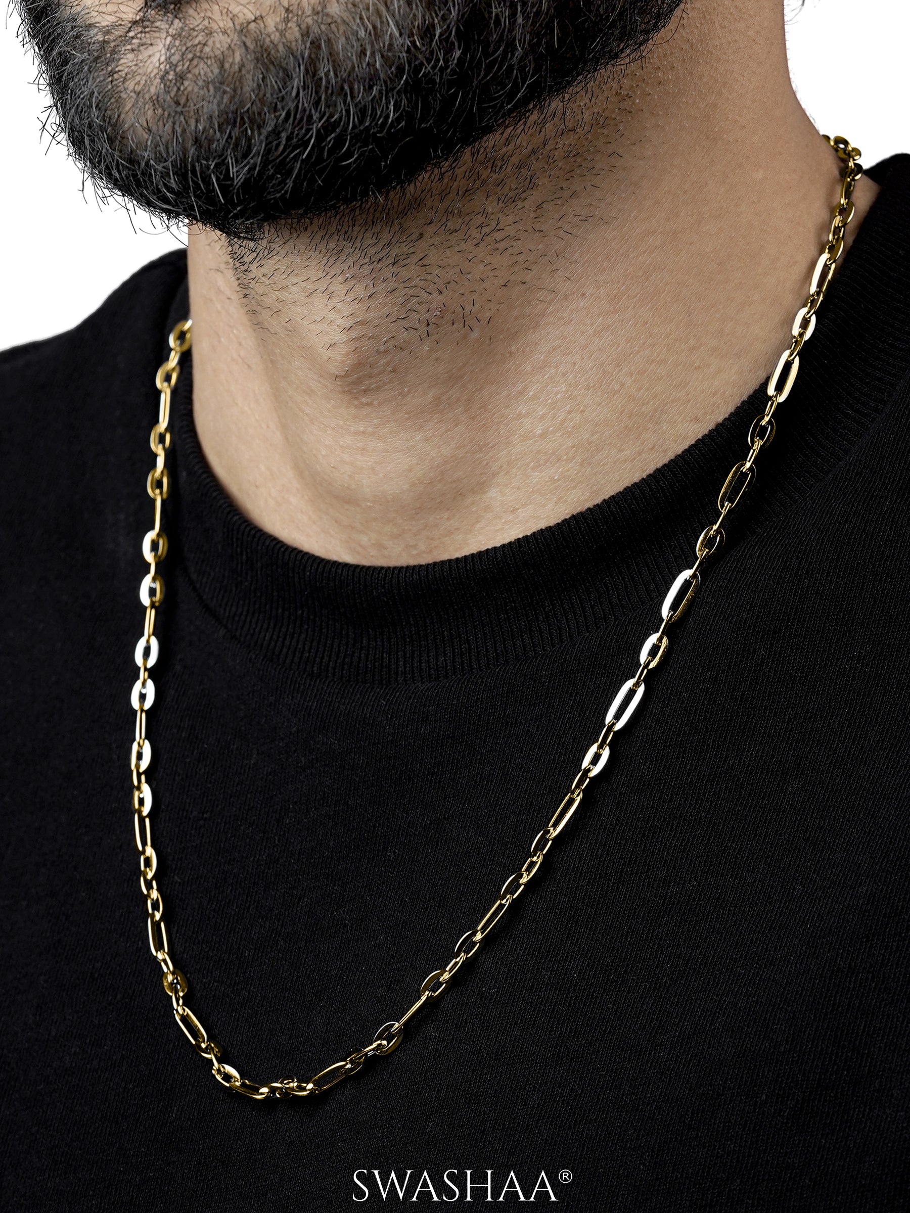 John Rounded Rectangular Links 18K Gold Plated Men's Chain