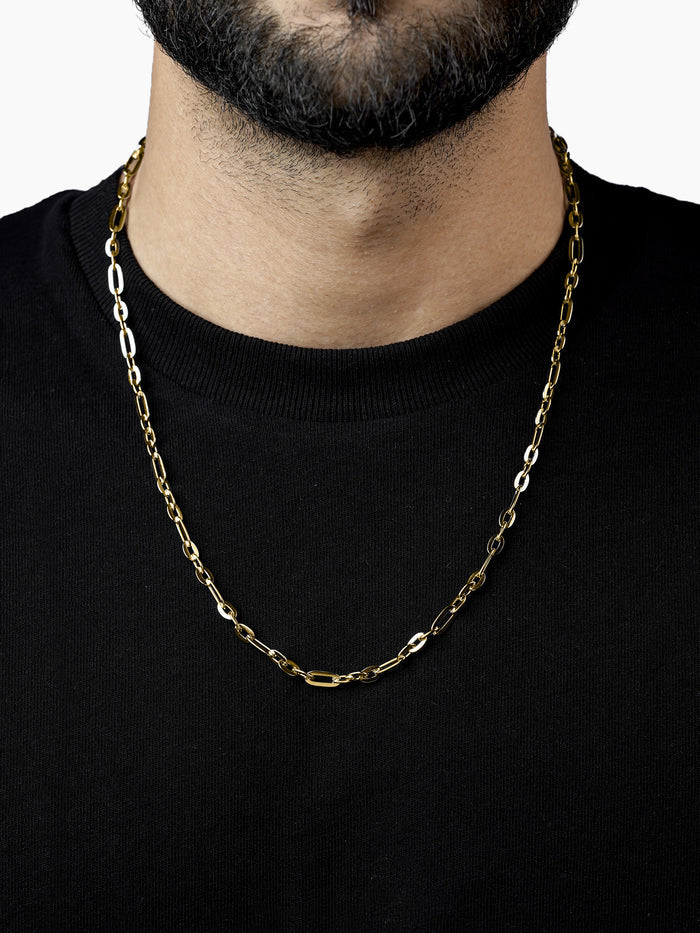 John Rounded Rectangular Links 18K Gold Plated Men's Chain