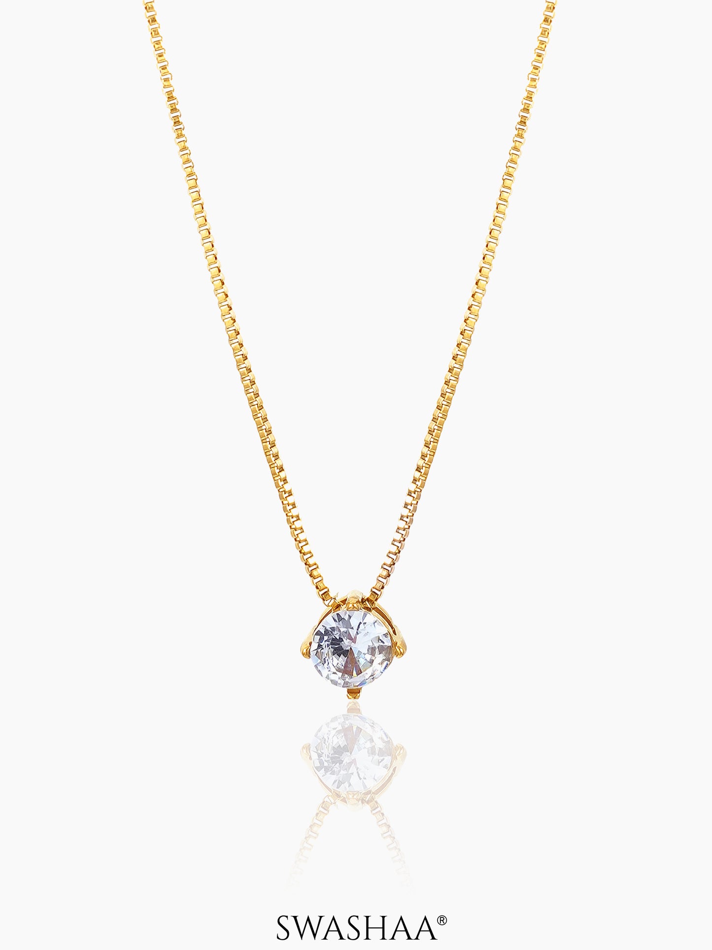 Juno Solitaire 18K Gold Plated Necklace