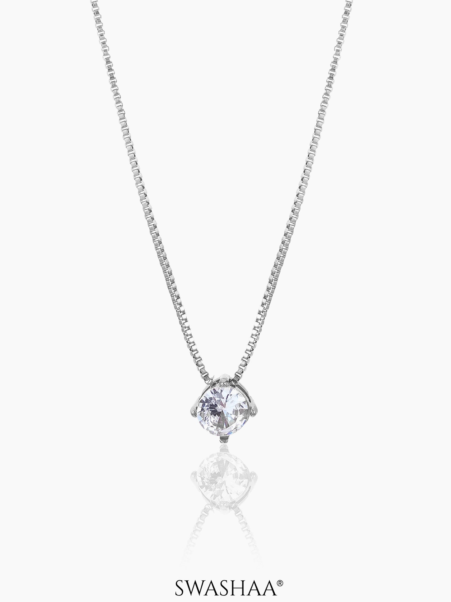 Juno Solitaire Silver Necklace