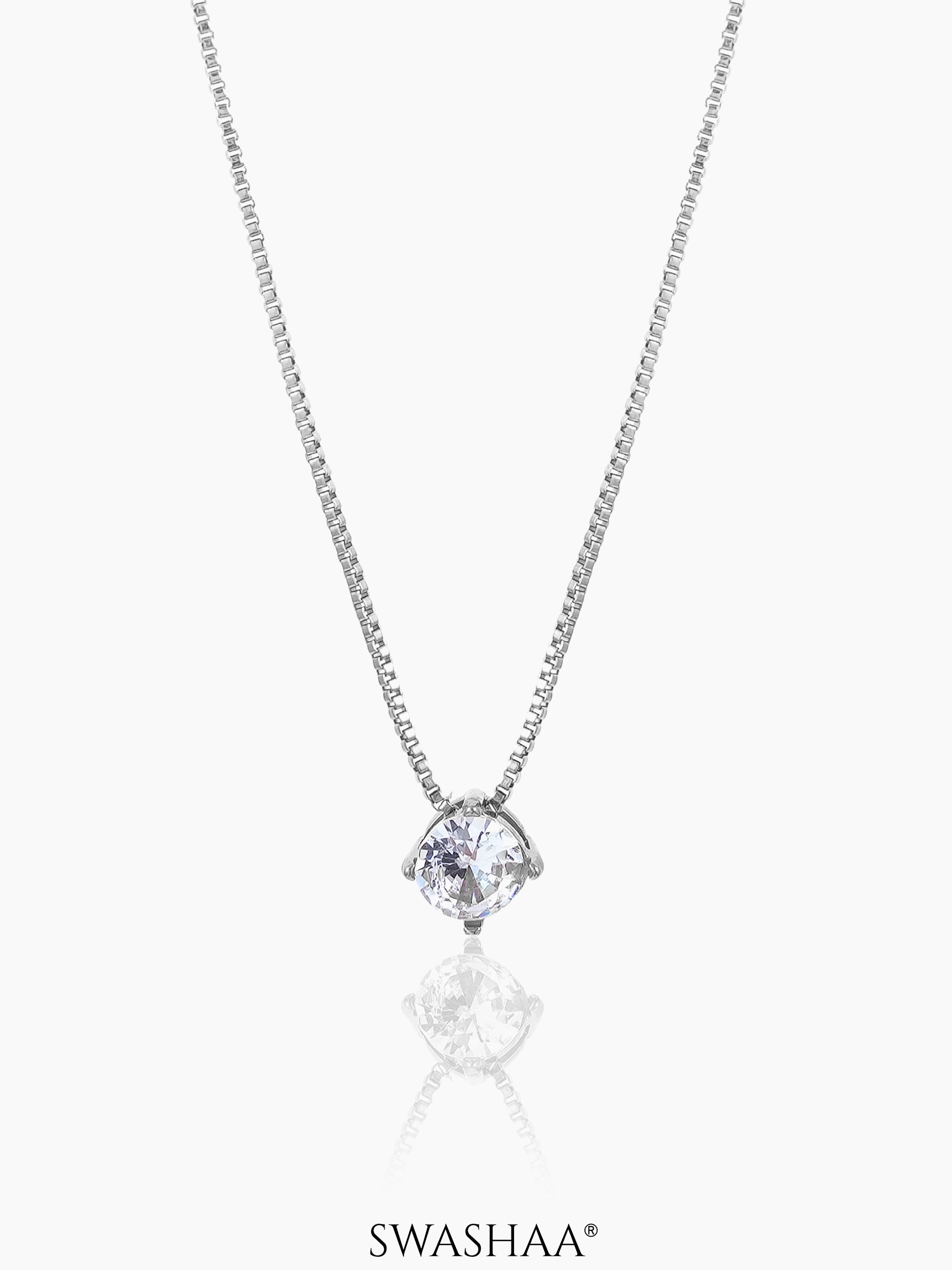 Juno Solitaire Silver Necklace