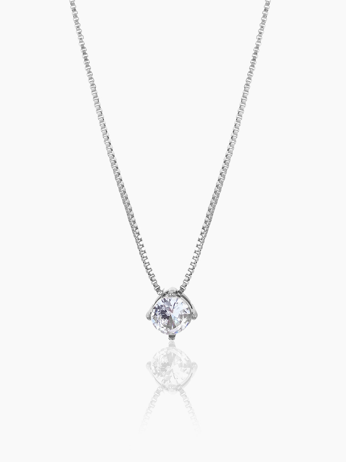 Juno Solitaire Silver Necklace