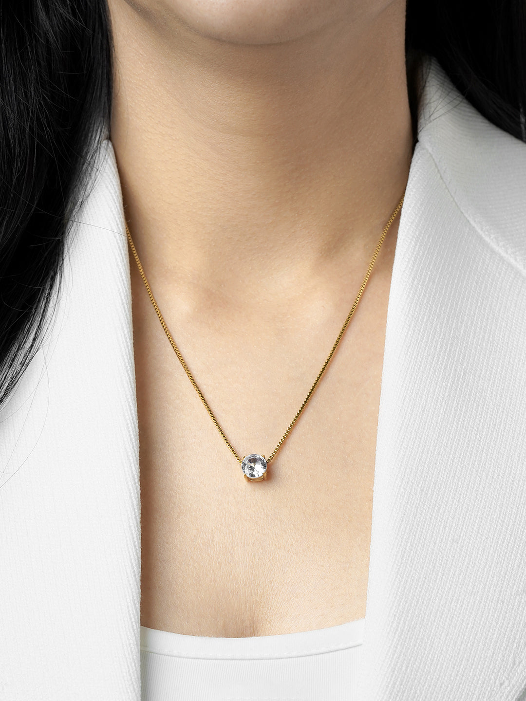 Juno Solitaire 18K Gold Plated Necklace