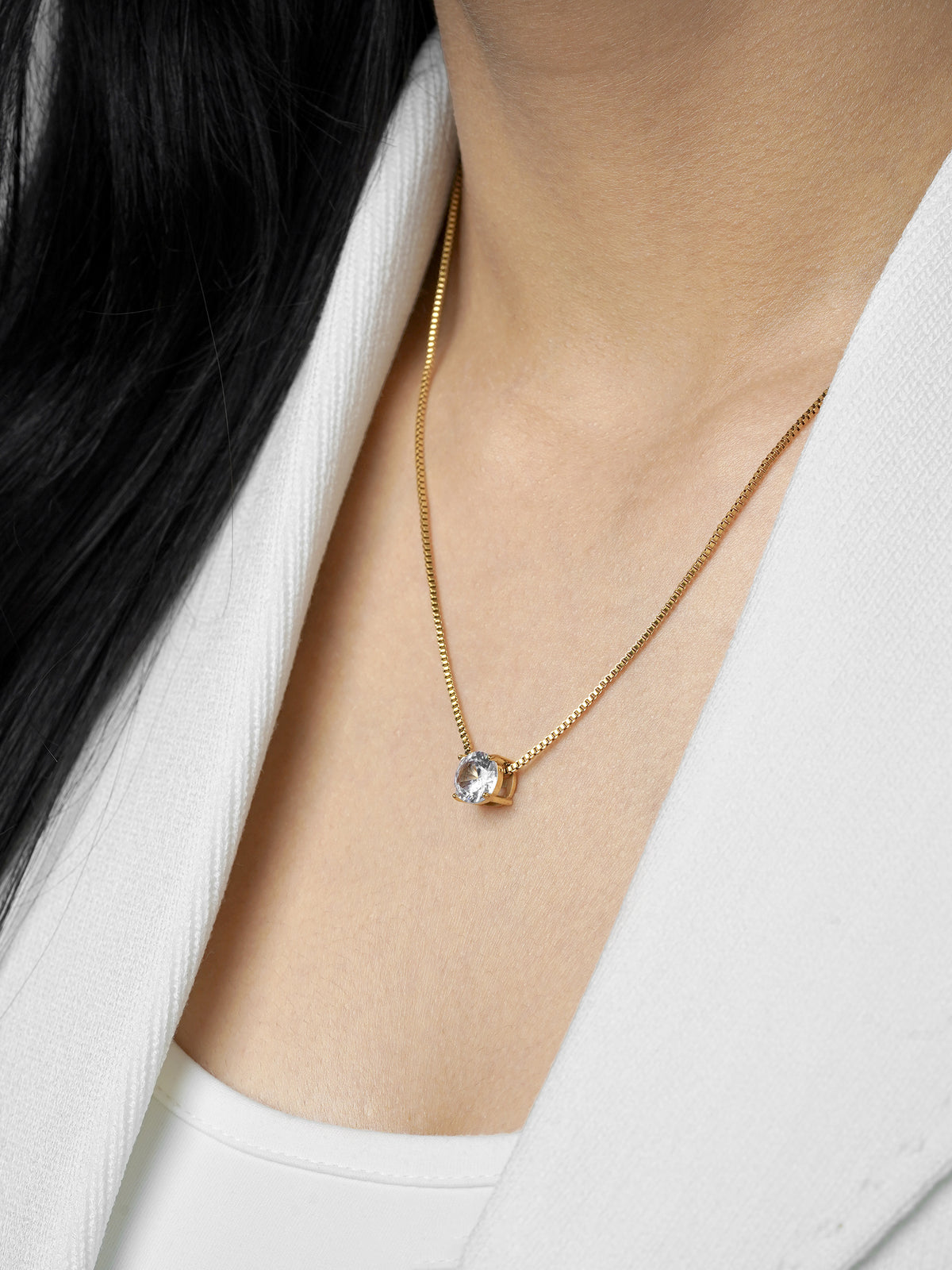 Juno Solitaire 18K Gold Plated Necklace