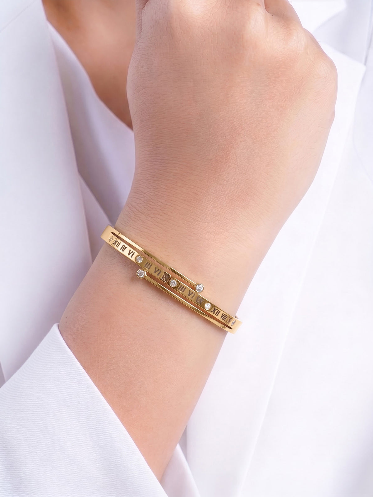 Justina Diamond 18K Gold Plated Women's Solid Band Bracelets