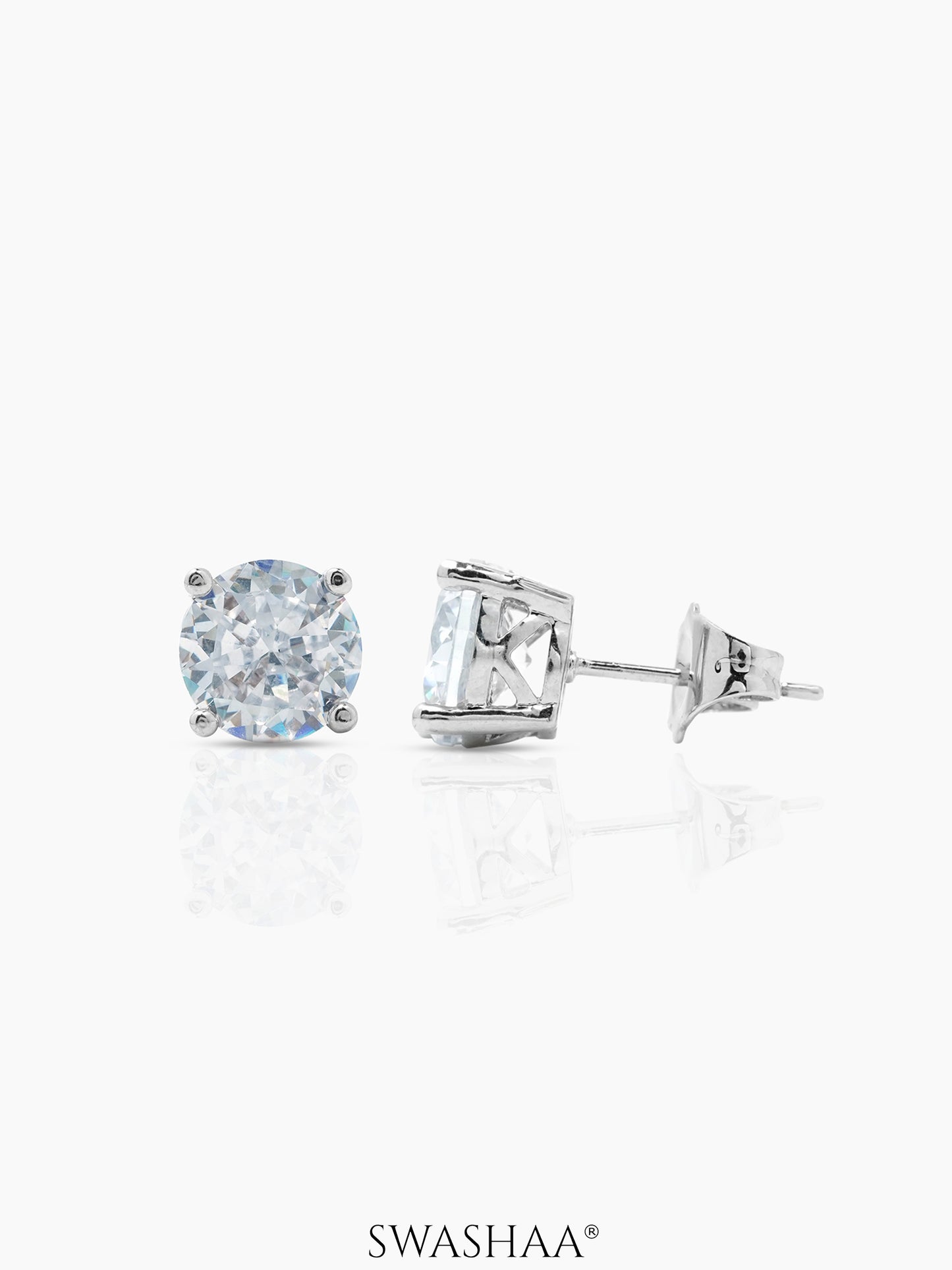 Kael Diamond Solitaire Silver Men's Stud Earrings