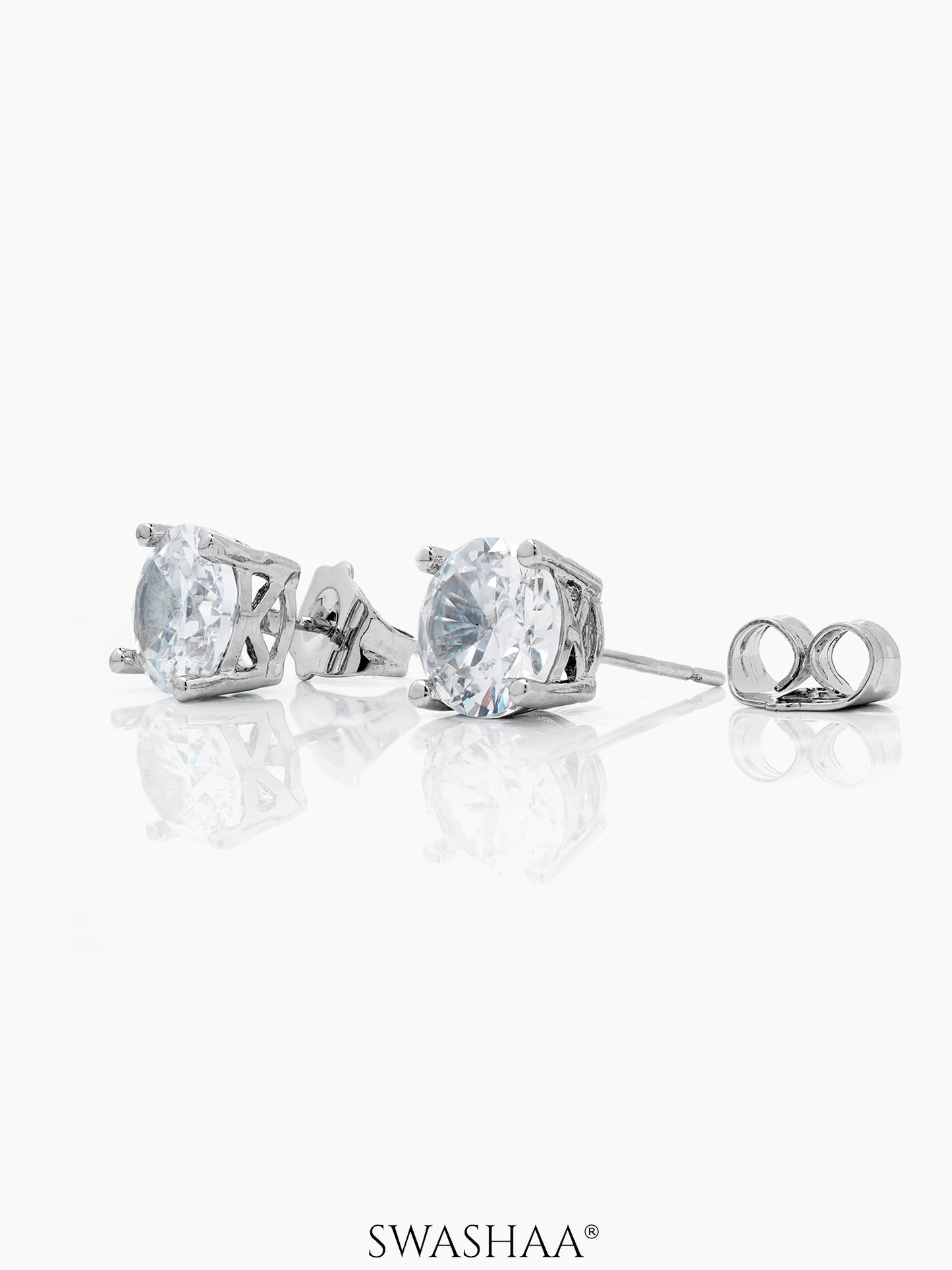 Kael Diamond Solitaire Silver Men's Stud Earrings