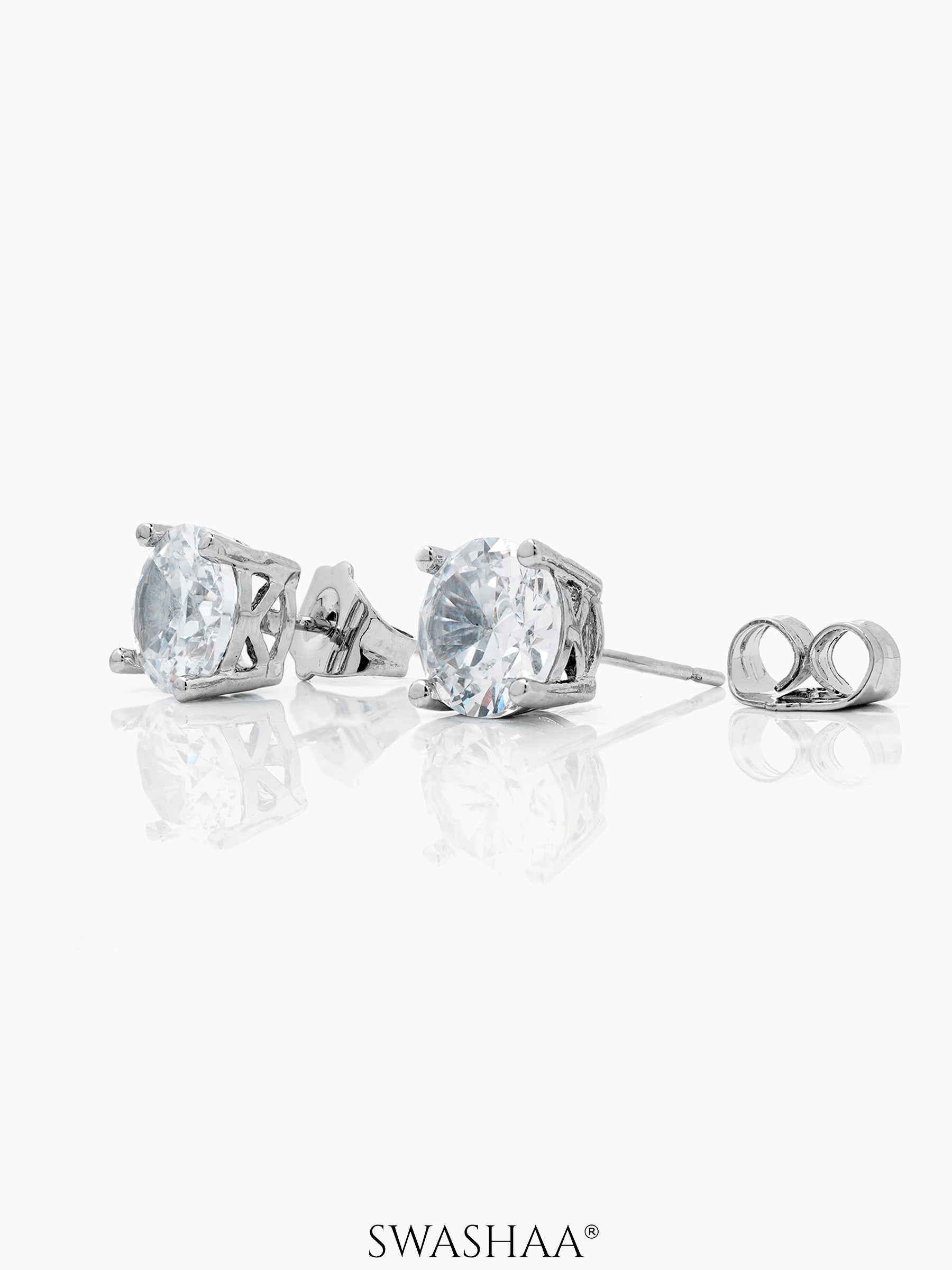 Kael Diamond Solitaire Silver Men's Stud Earrings