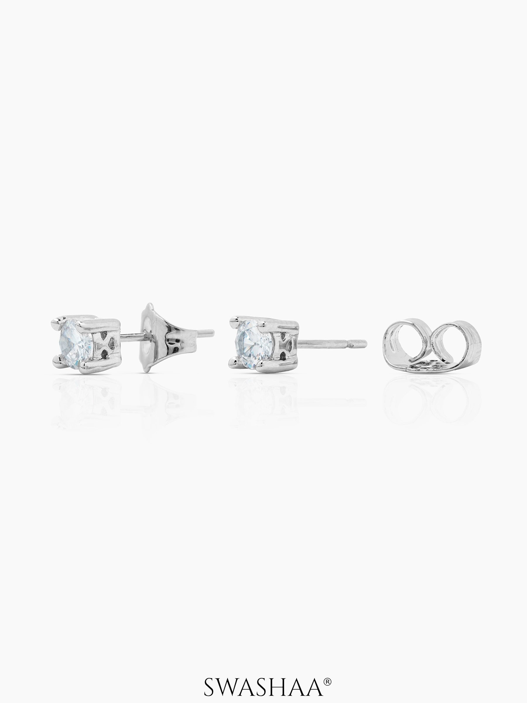 Kael Diamond Solitaire Silver Men's Stud Earrings