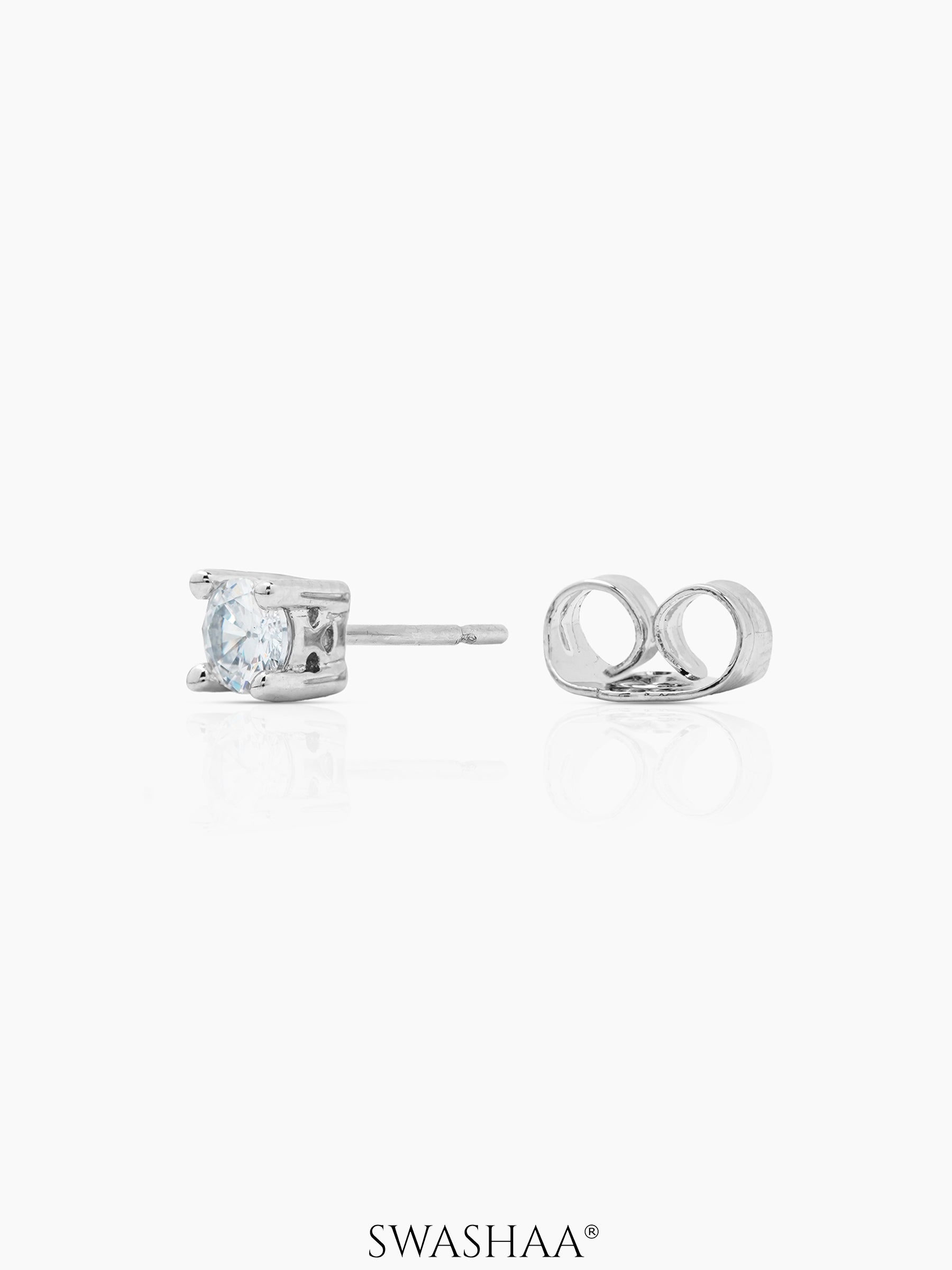 Kael Diamond Solitaire Silver Men's Stud Earrings