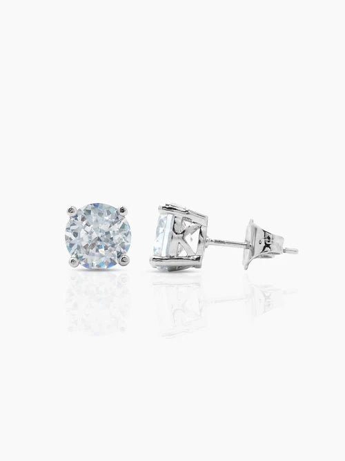 Kael Diamond Solitaire Silver Men's Stud Earrings