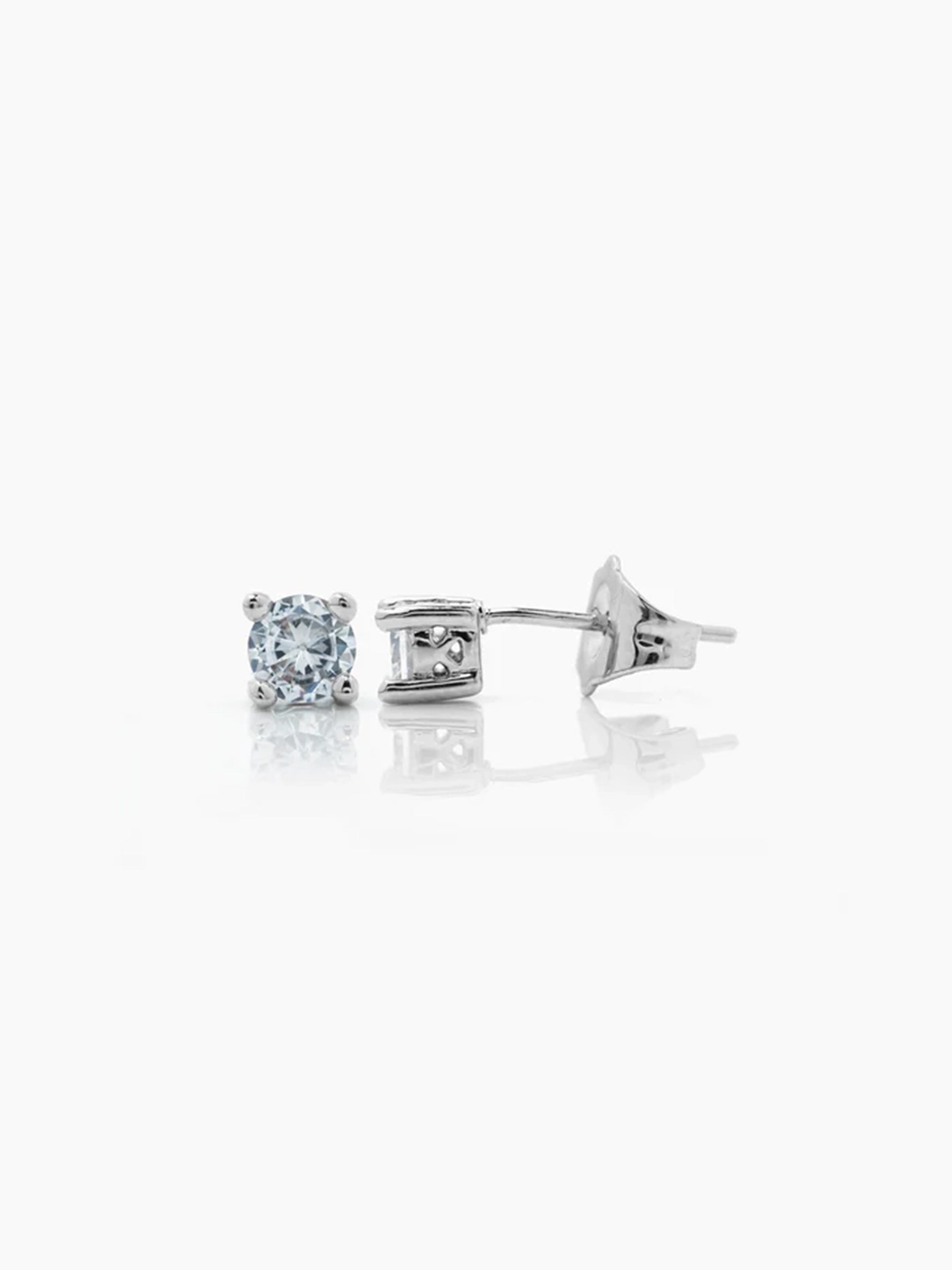 Kael Diamond Solitaire Silver Men's Stud Earrings