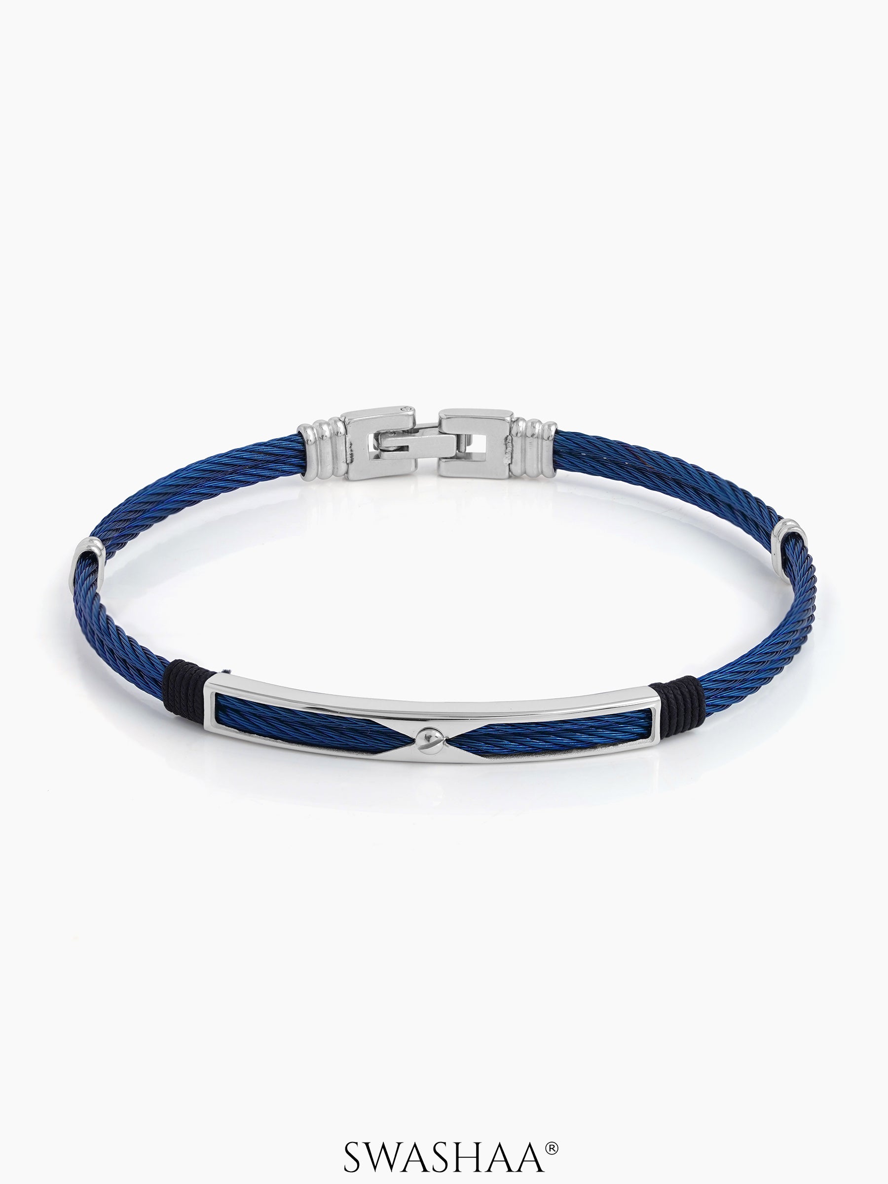 Kaelen Twin Blue Silver Wired Men's Bracelet