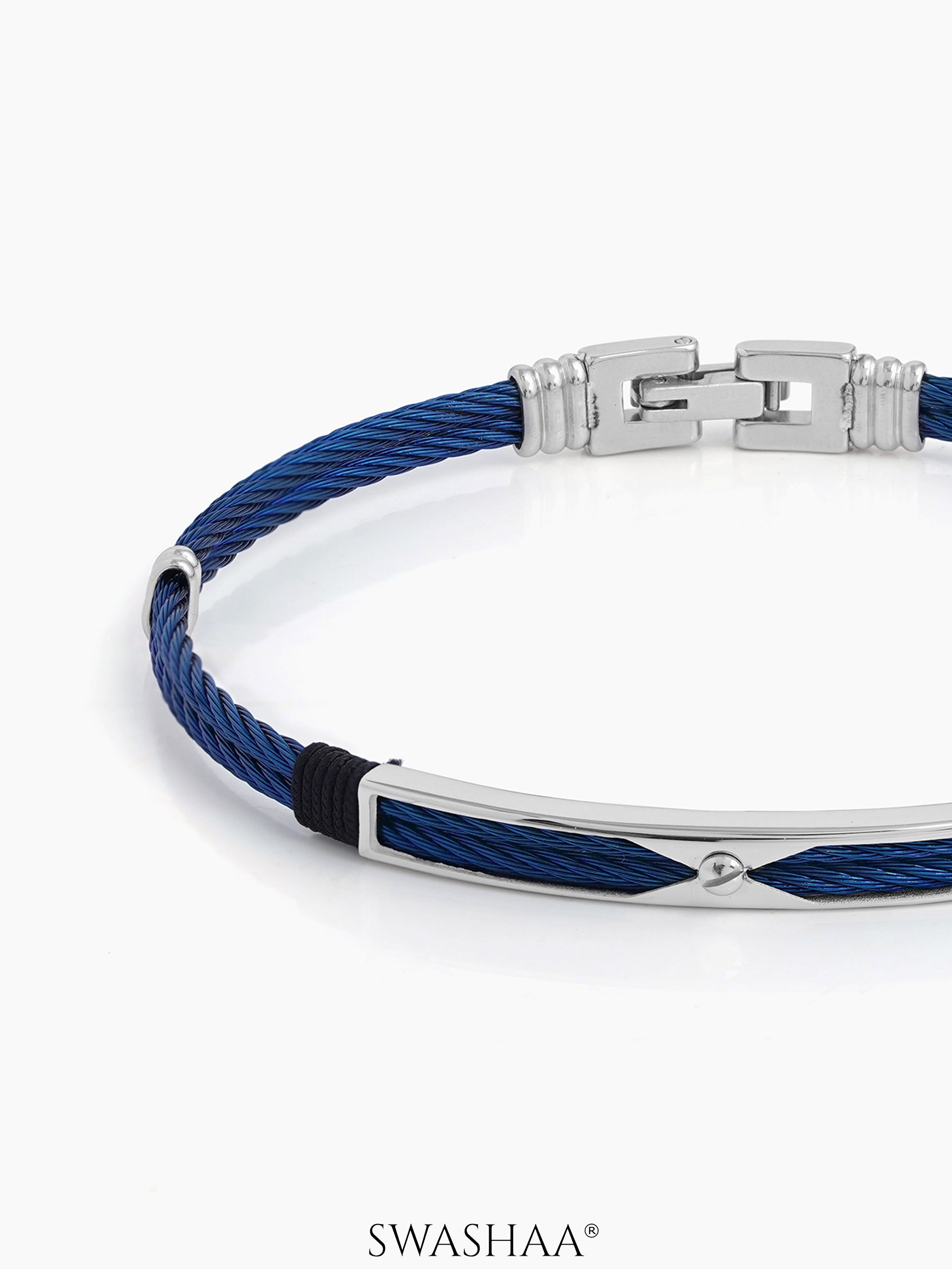 Kaelen Twin Blue Silver Wired Men's Bracelet