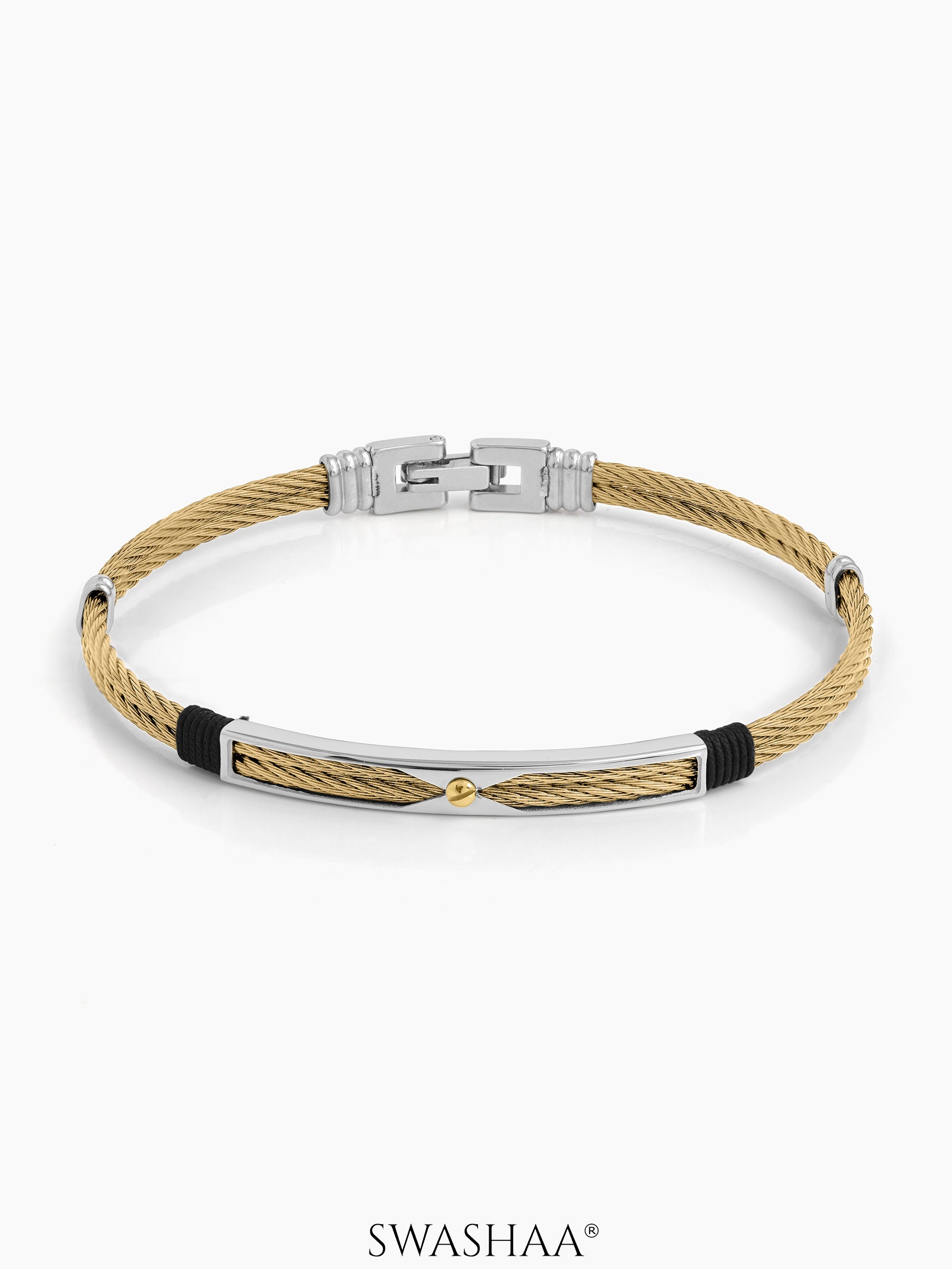 Kaelen Twin 18K Gold Plated Wired Men's Bracelet