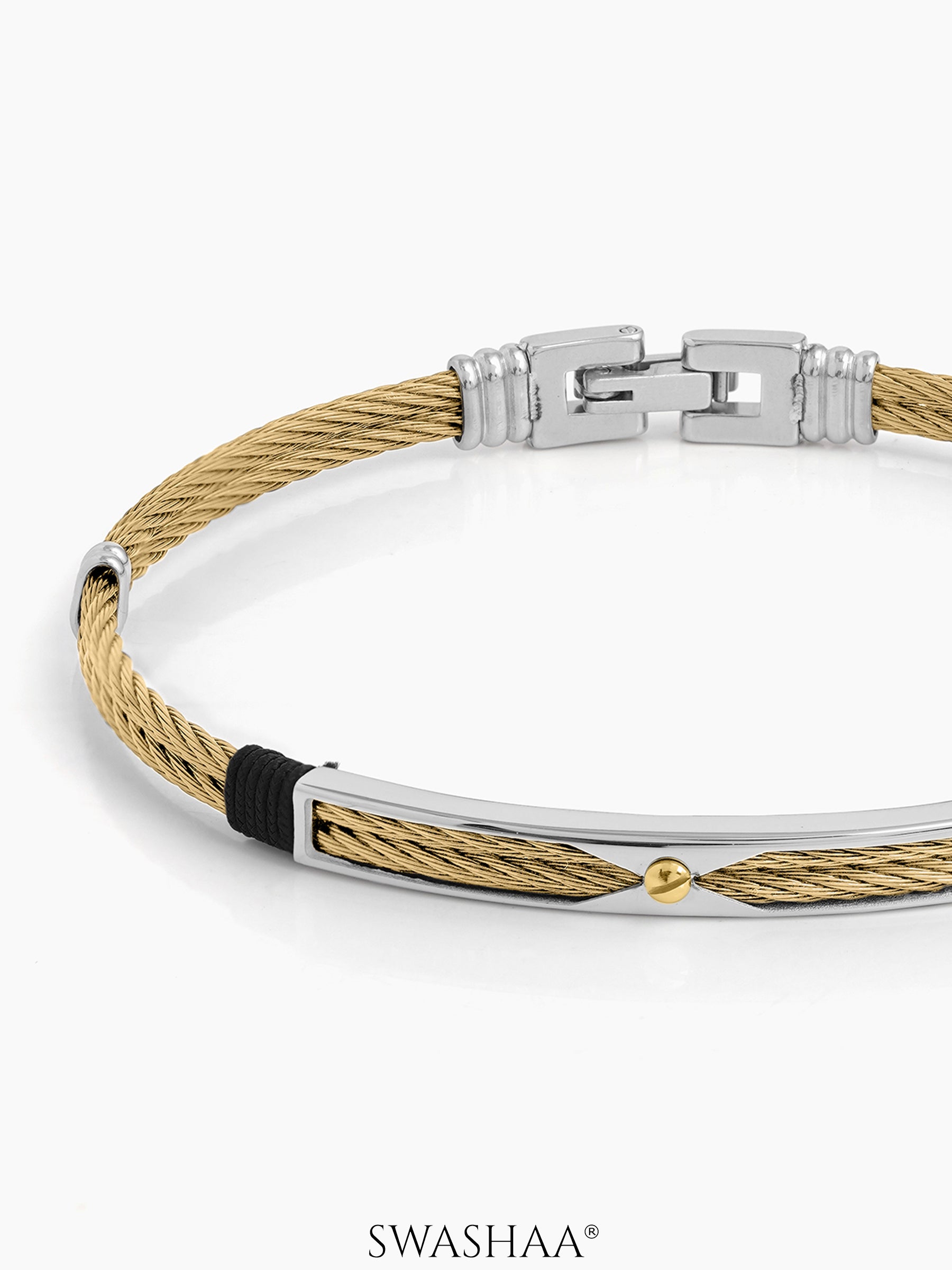 Kaelen Twin 18K Gold Plated Wired Men's Bracelet