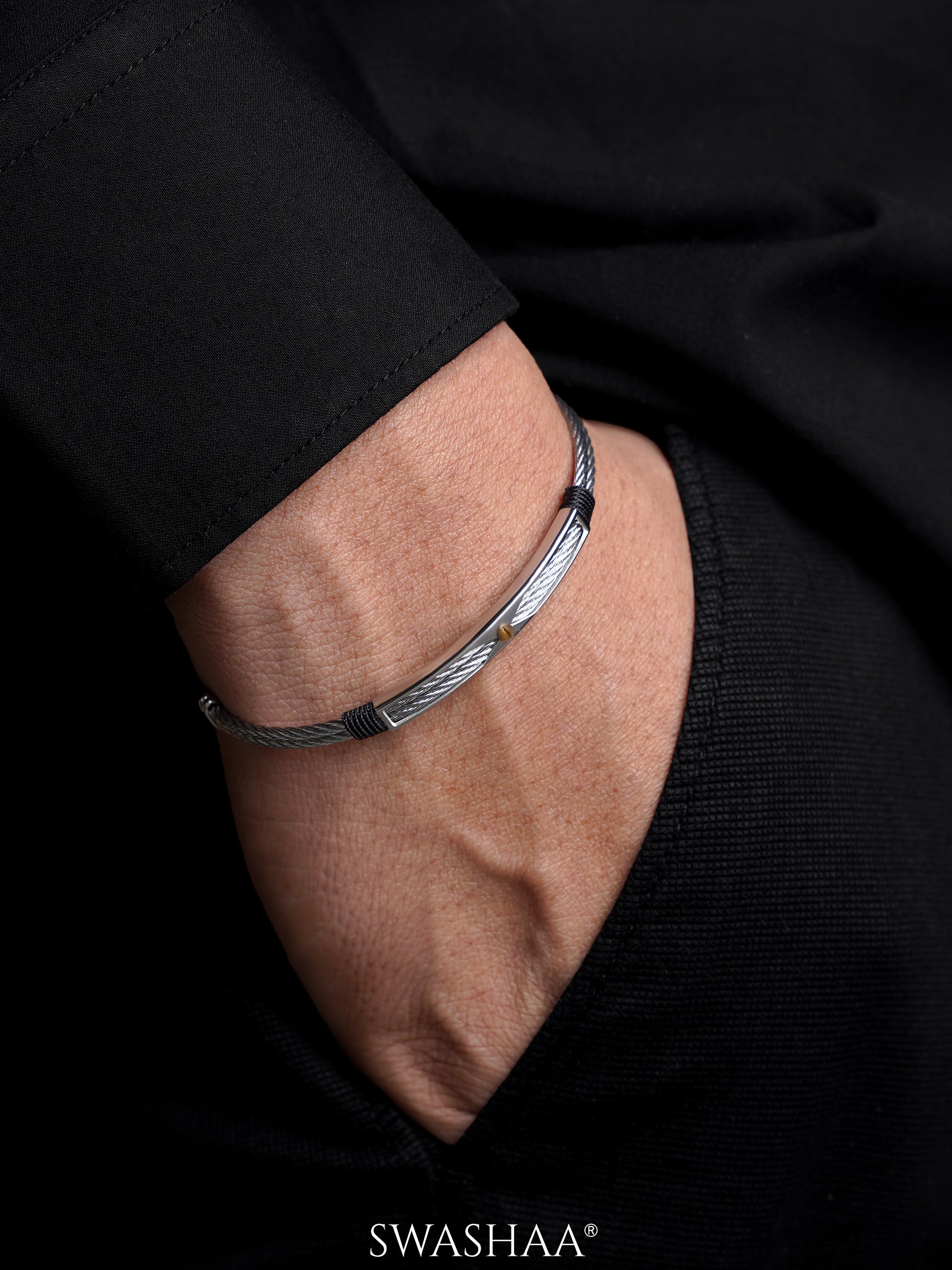 Kaelen Twin Silver Wired Men's Bracelet