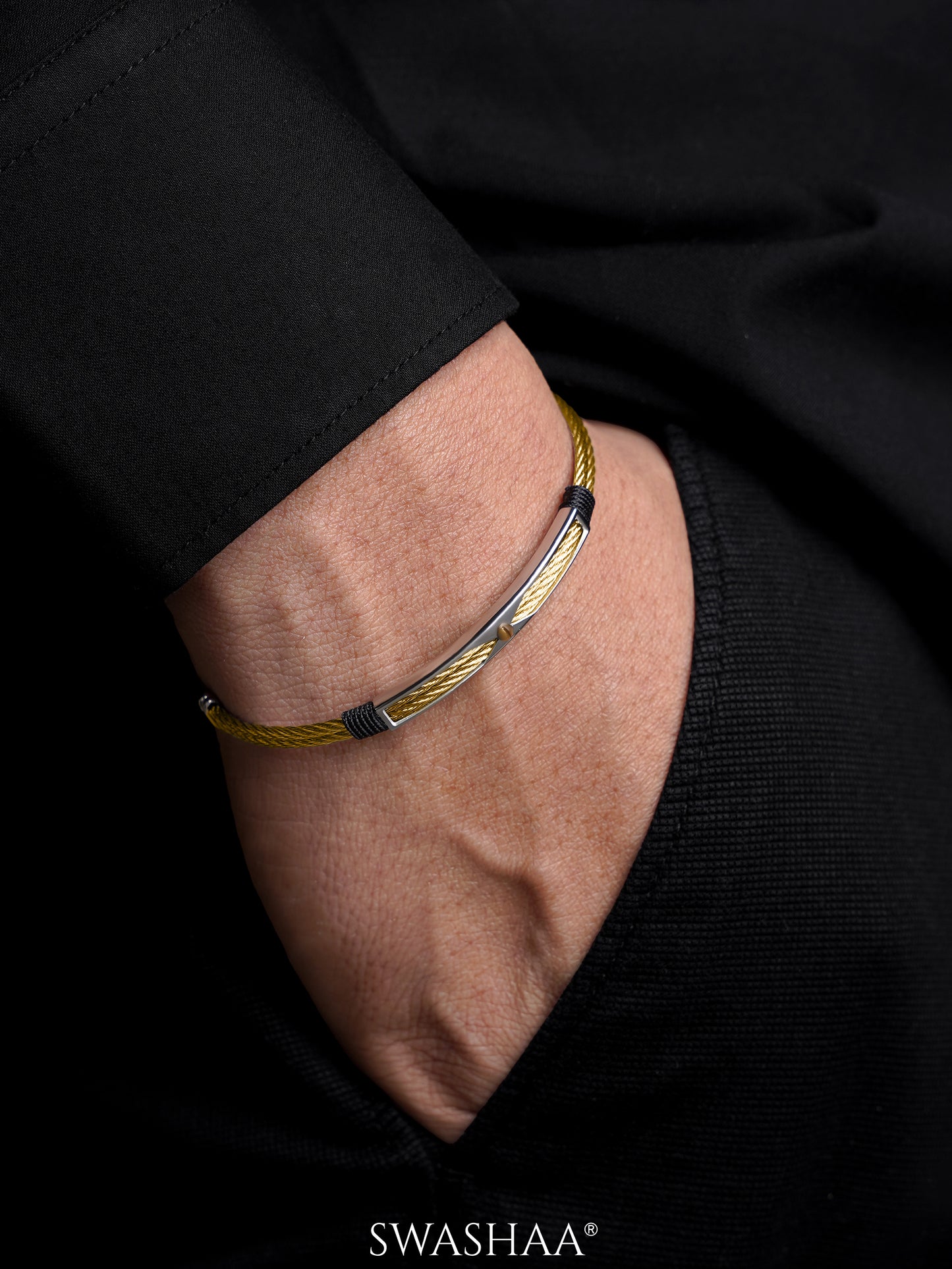 Kaelen Twin 18K Gold Plated Wired Men's Bracelet