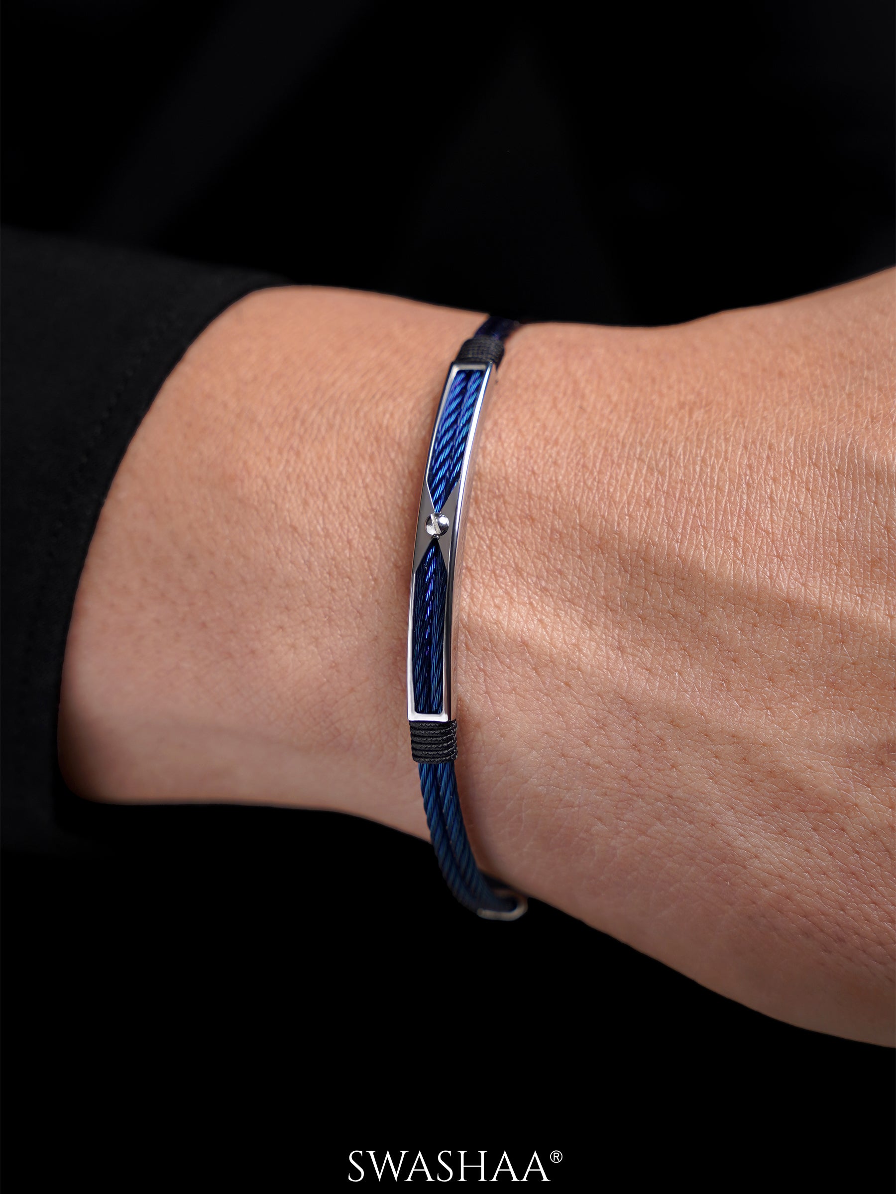 Kaelen Twin Blue Silver Wired Men's Bracelet