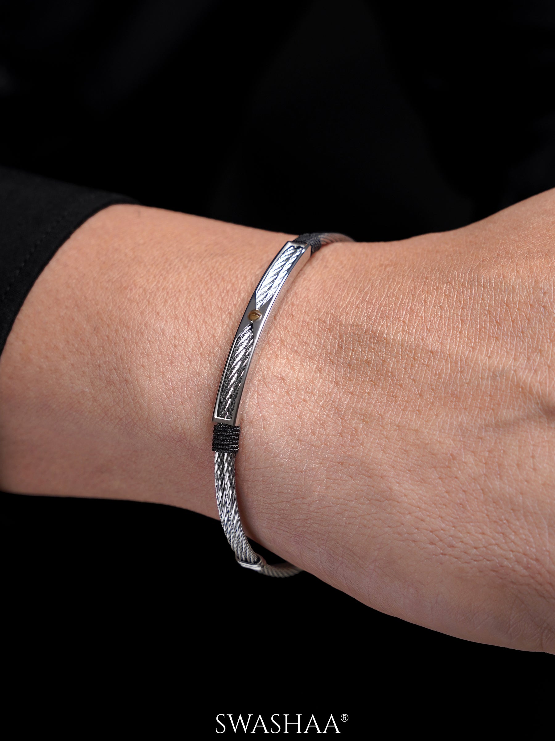 Kaelen Twin Silver Wired Men's Bracelet