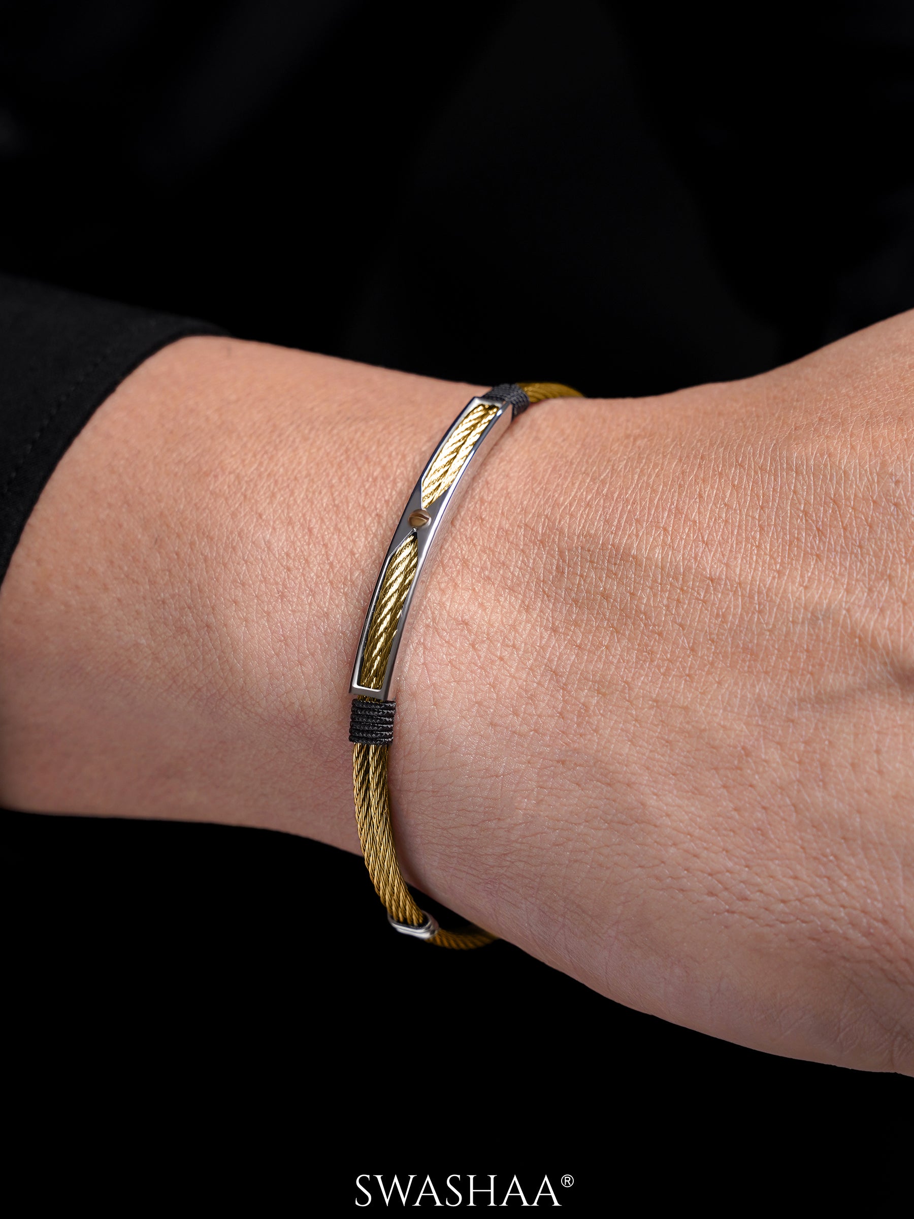 Kaelen Twin 18K Gold Plated Wired Men's Bracelet