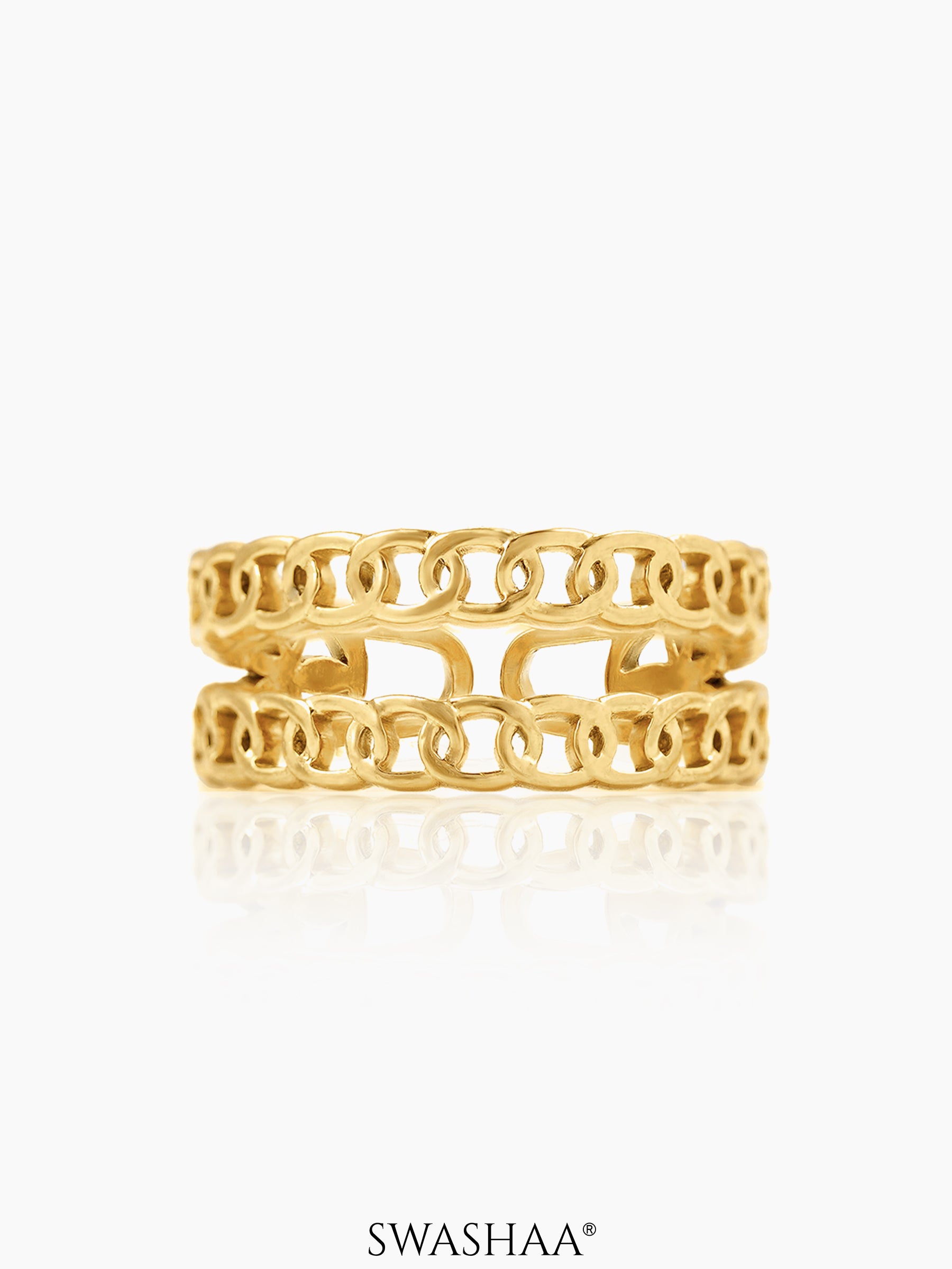 Kai Doubled Layered Chain Link 18K Gold Plated Ring