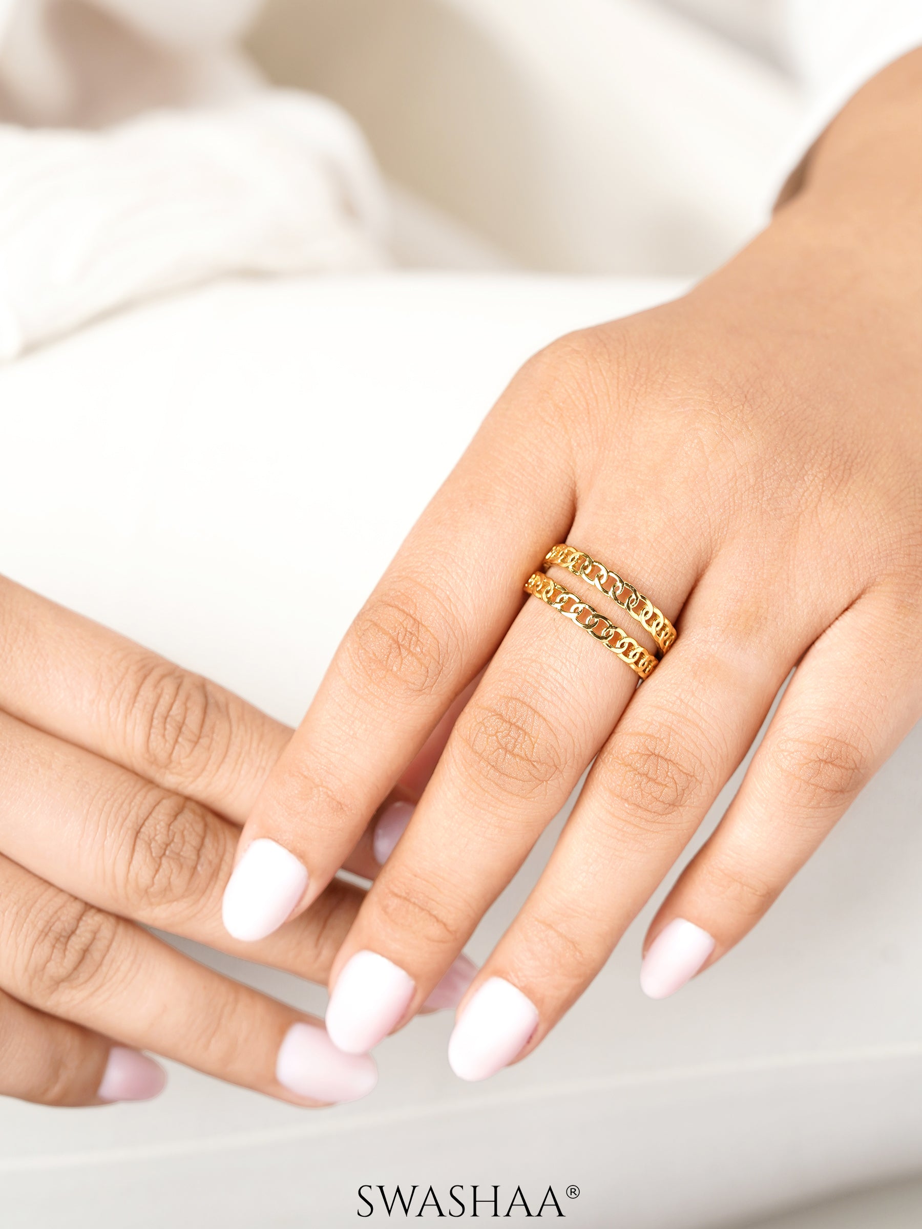 Kai Doubled Layered Chain Link 18K Gold Plated Ring