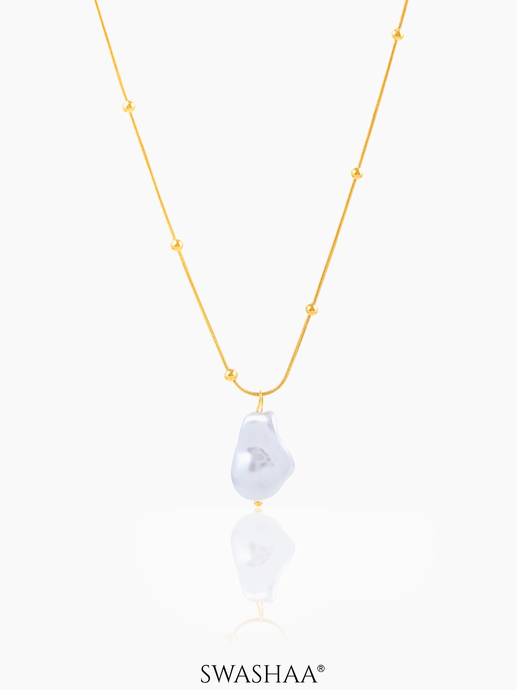 Kaino Pearl Beads 18K Gold Plated Chain Pendant Necklace
