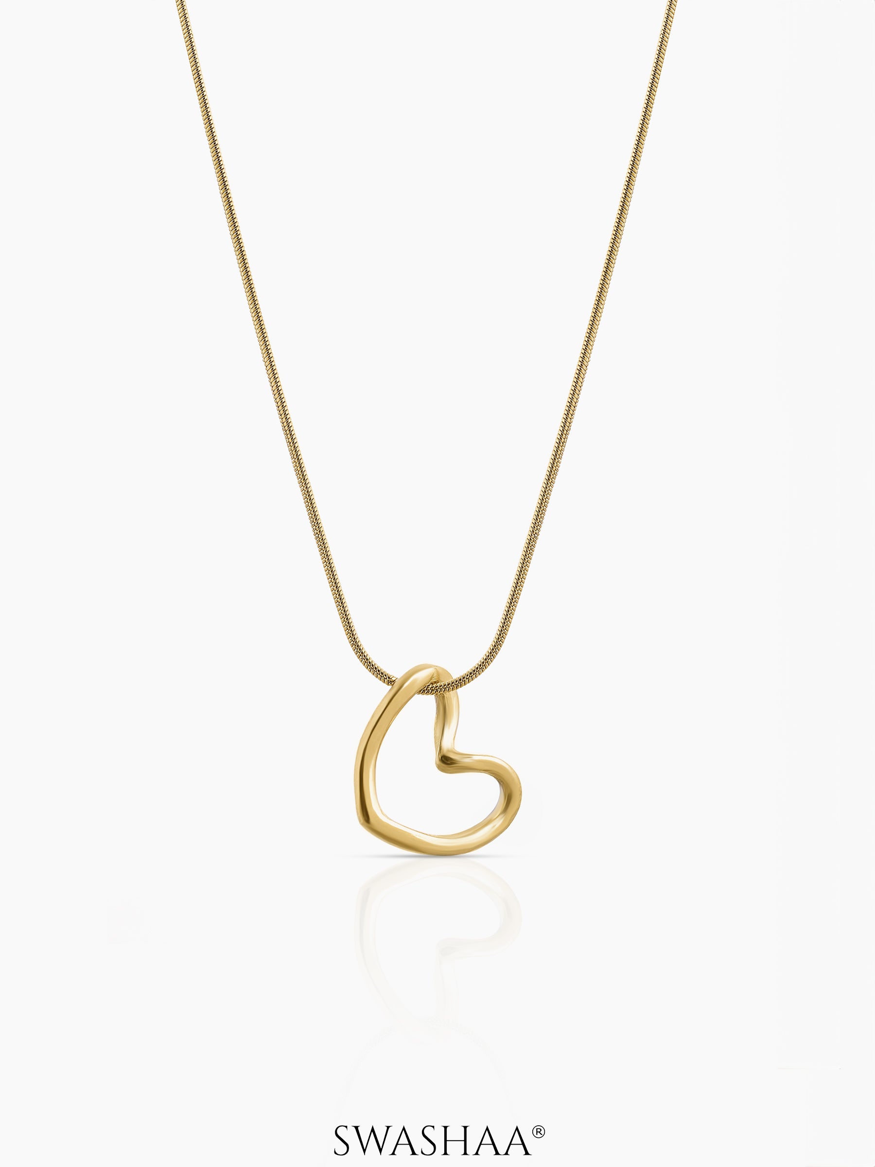 Kaira Holo Heart 18K Gold Plated Chain Pendant Necklace