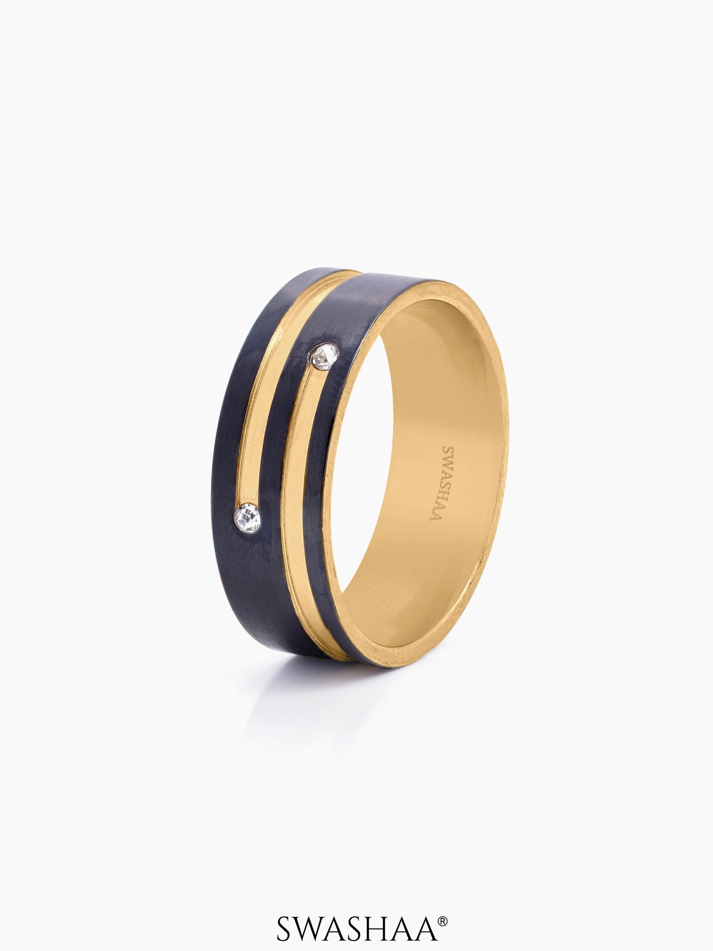 Kaizen 18K Gold-Black Diamond Band Men's Ring