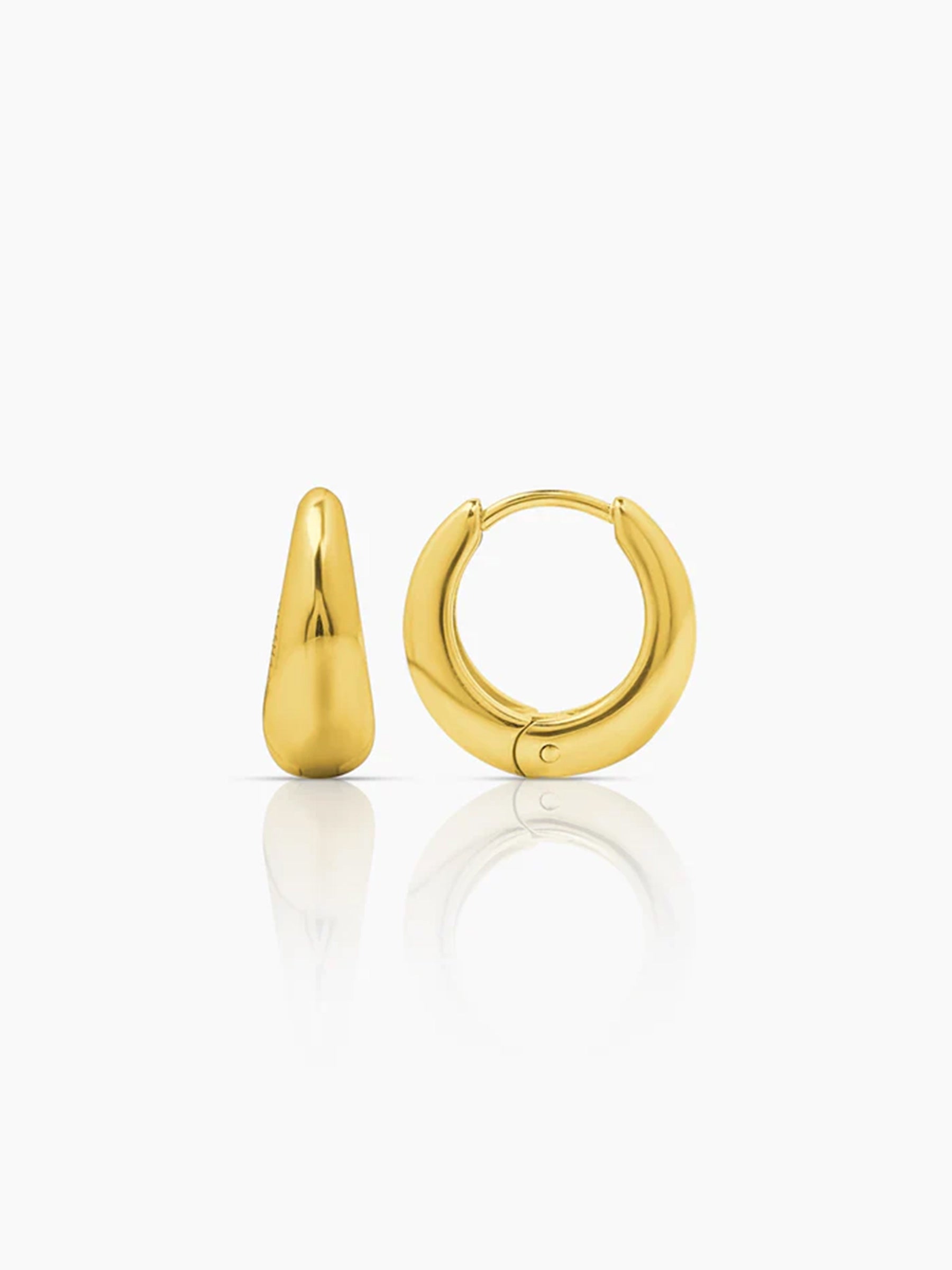 Kaizo Chunky Shiny 18K Gold Plated Men's Round Hoop Earrings