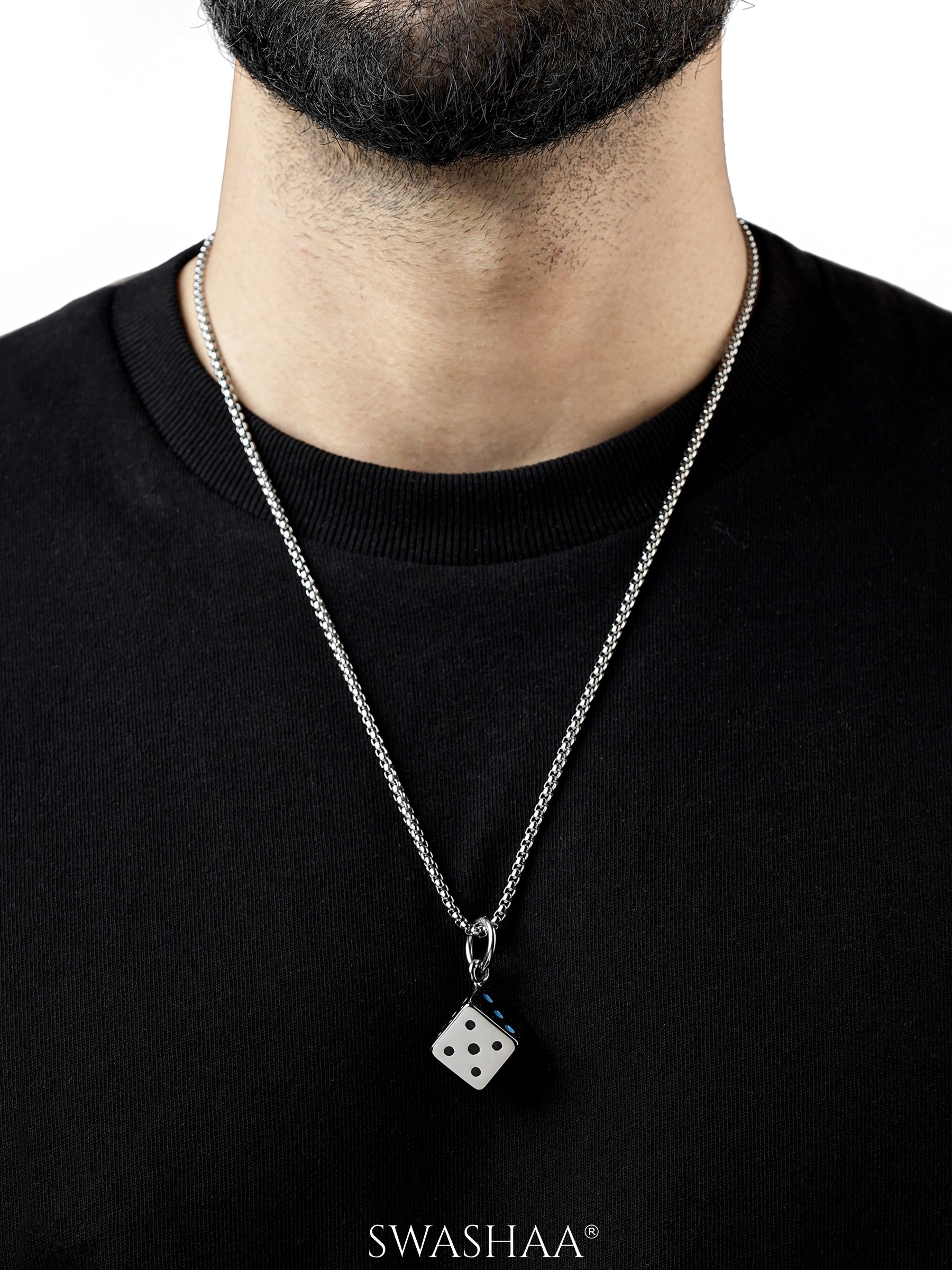 Kasper Cube Silver Men's Chain Pendant