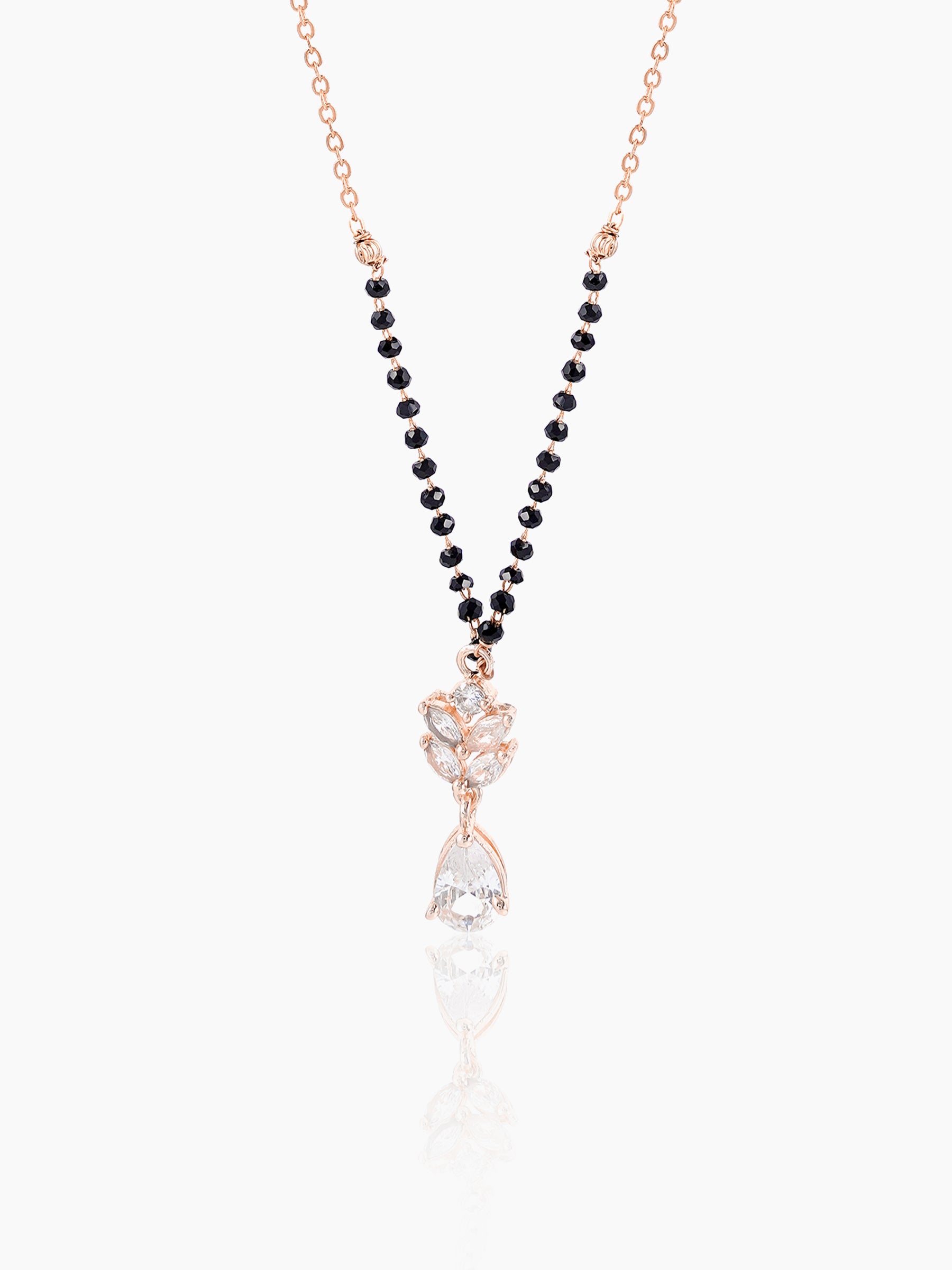 Kasturi Diamond Drop Solitaire Rosegold Plated Mangalsutra