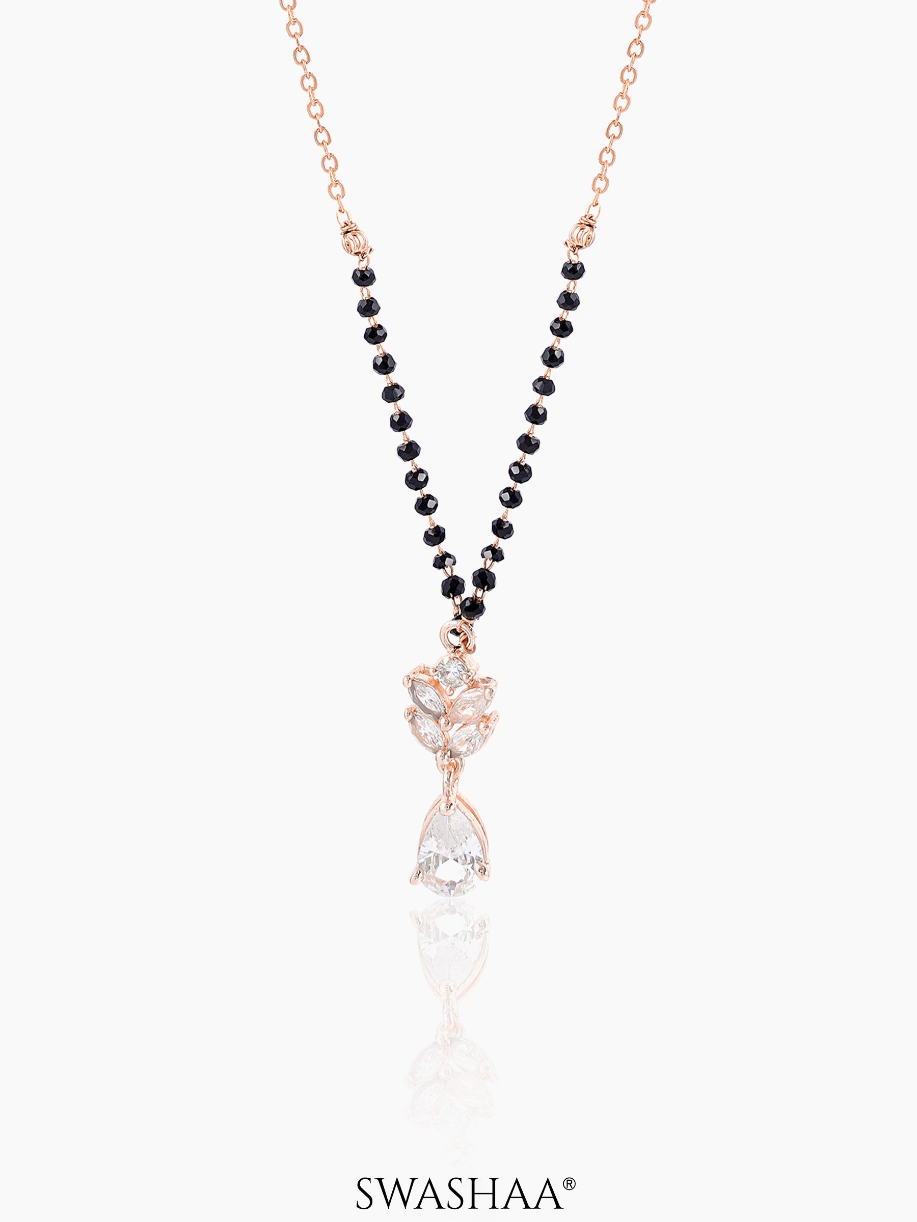 Kasturi Diamond Drop Solitaire Rosegold Plated Mangalsutra