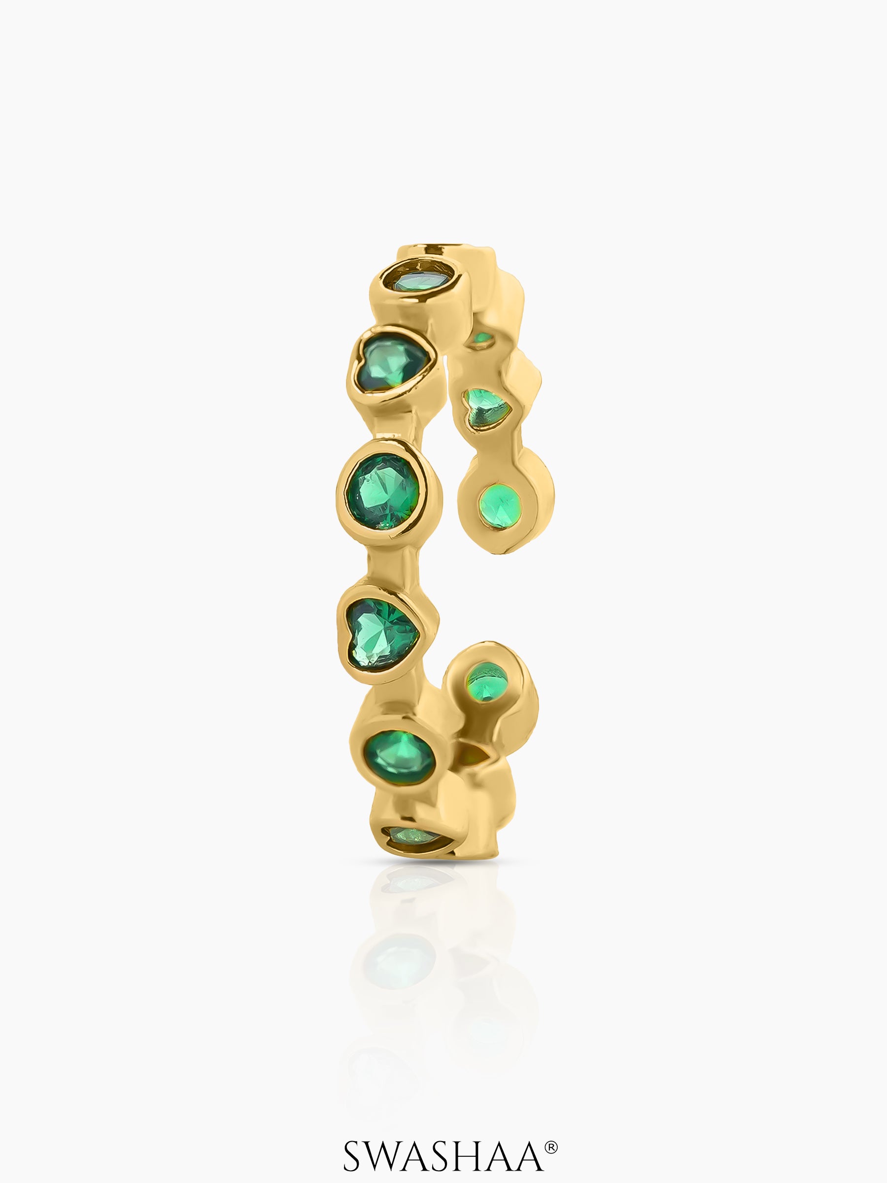 Katherine Clustered Emerald Green Stones 18K Gold Plated Band Ring