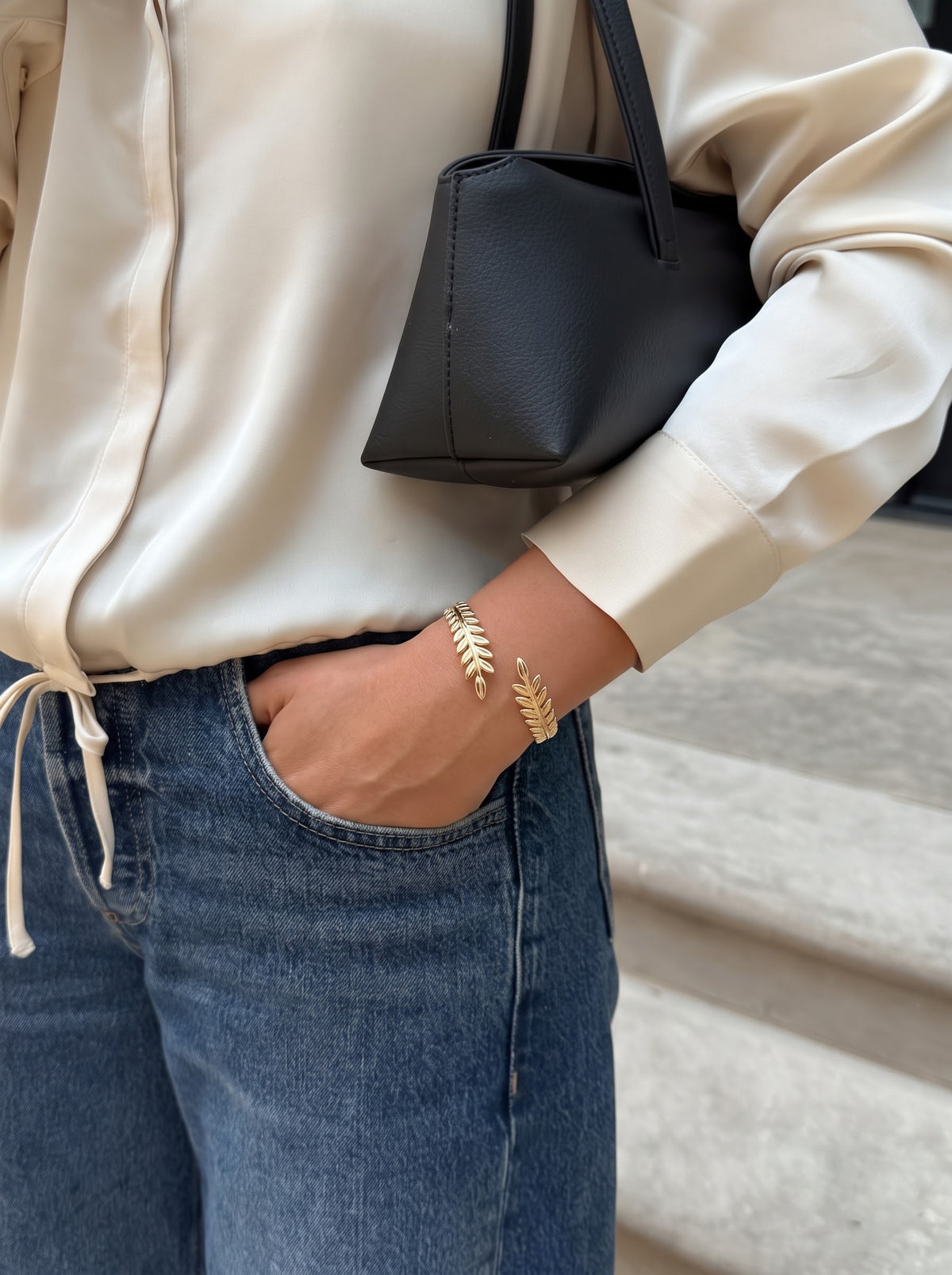 Kelly Double-Sided Leaf 18K Gold Plated Cuff Bracelet
