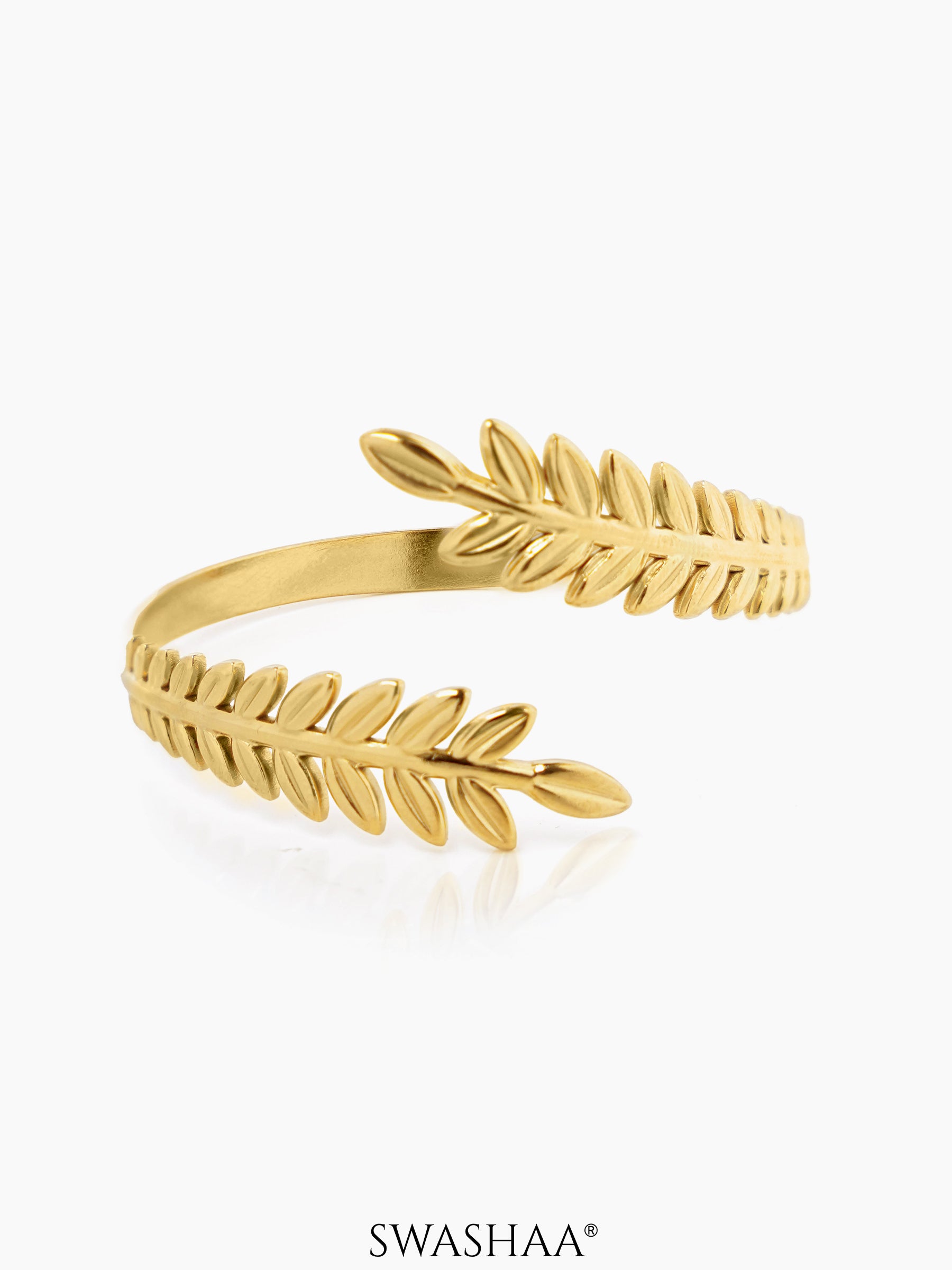 Kelly Double-Sided Leaf 18K Gold Plated Cuff Bracelet
